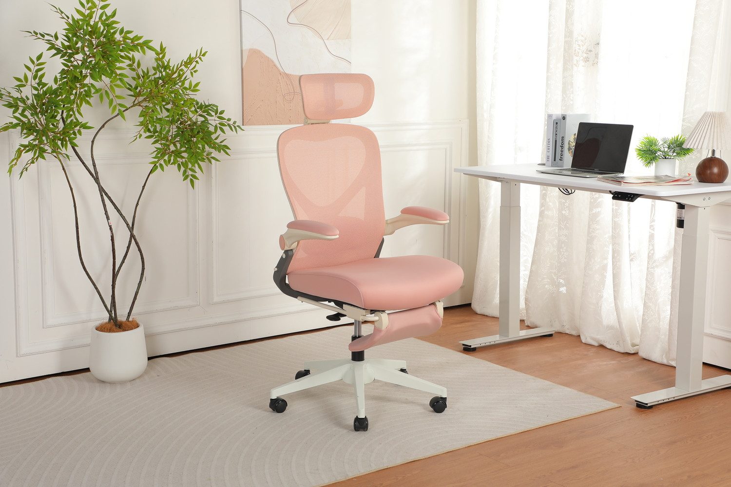 Nuchairsey Bürostuhl Klappbarer ergonomischer Bürostuhl mit Fußstütze & Kopfstütze (1 St), Platzsparend faltbar, mit Lendenstütze, Armlehnen & Polster