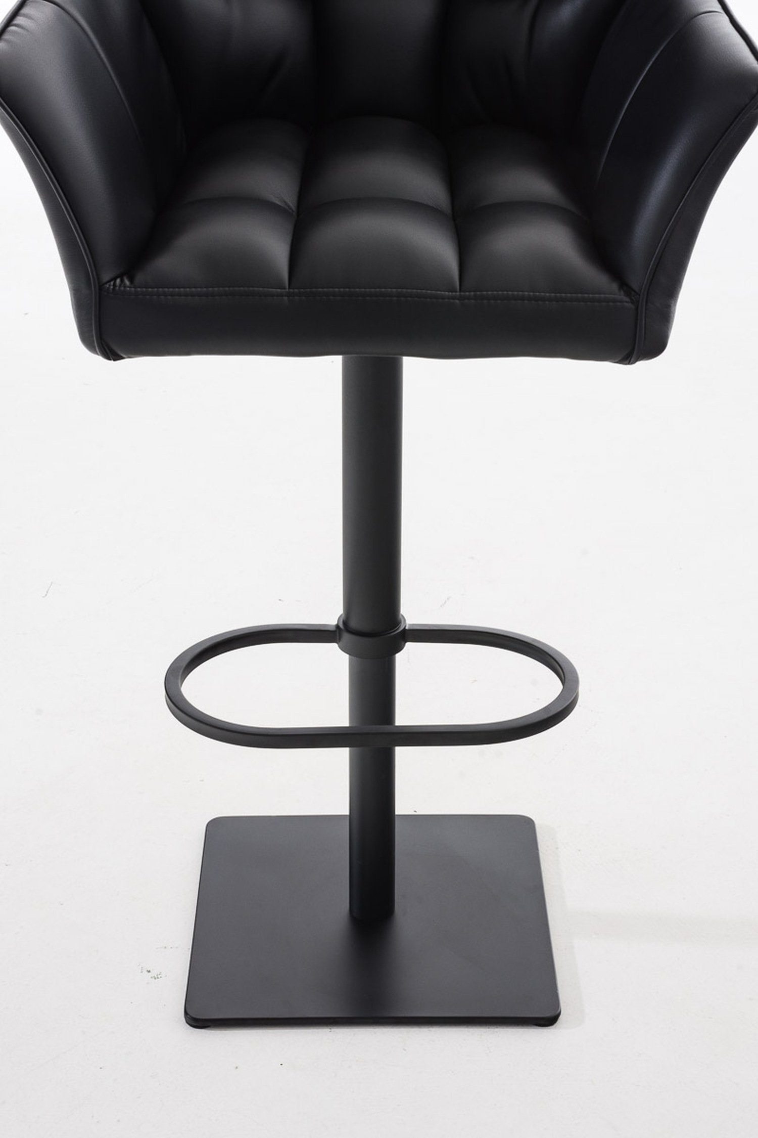 matt - - TPFLiving - Sitzfläche: Küche), & Schwarz Metall Fußstütze und für Damaso Kunstleder Theke Barhocker drehbar schwarz Hocker 360° (mit Rückenlehne