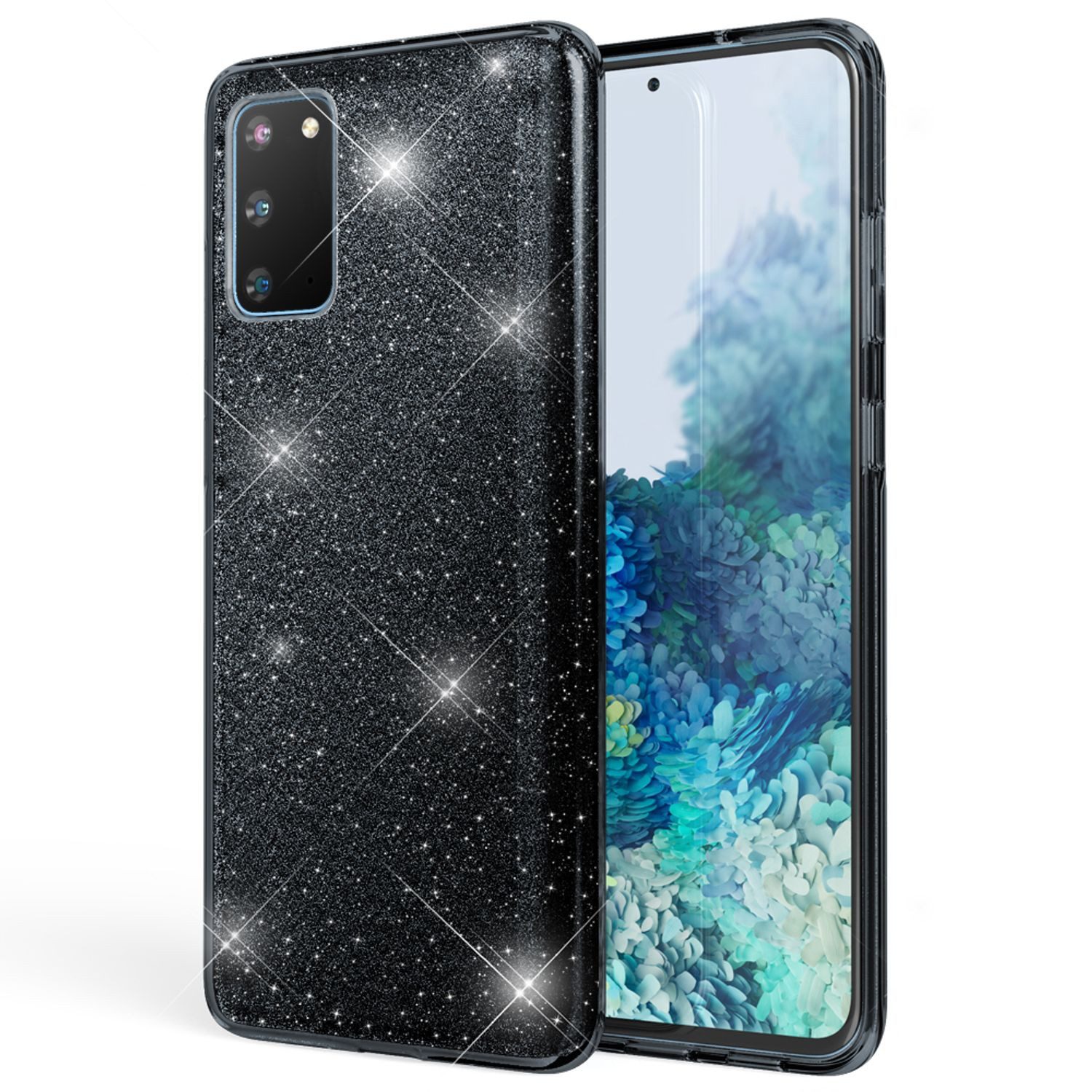 Nalia Smartphone-Hülle Samsung Galaxy S20 15,7 cm (6,2 Zoll), Glitzer Silikon Hülle / Glänzender Hybrid Schutz / Stoßfest & Robust