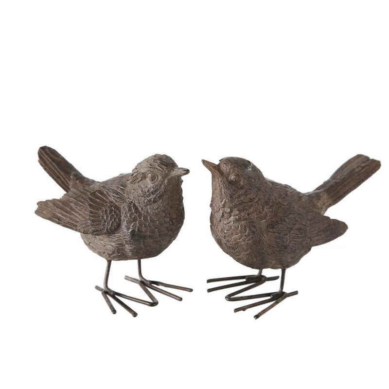 BOLTZE Dekofigur Spatz, 1 Stück zufällige Variante, Vogel Gartenfigur antikbraun