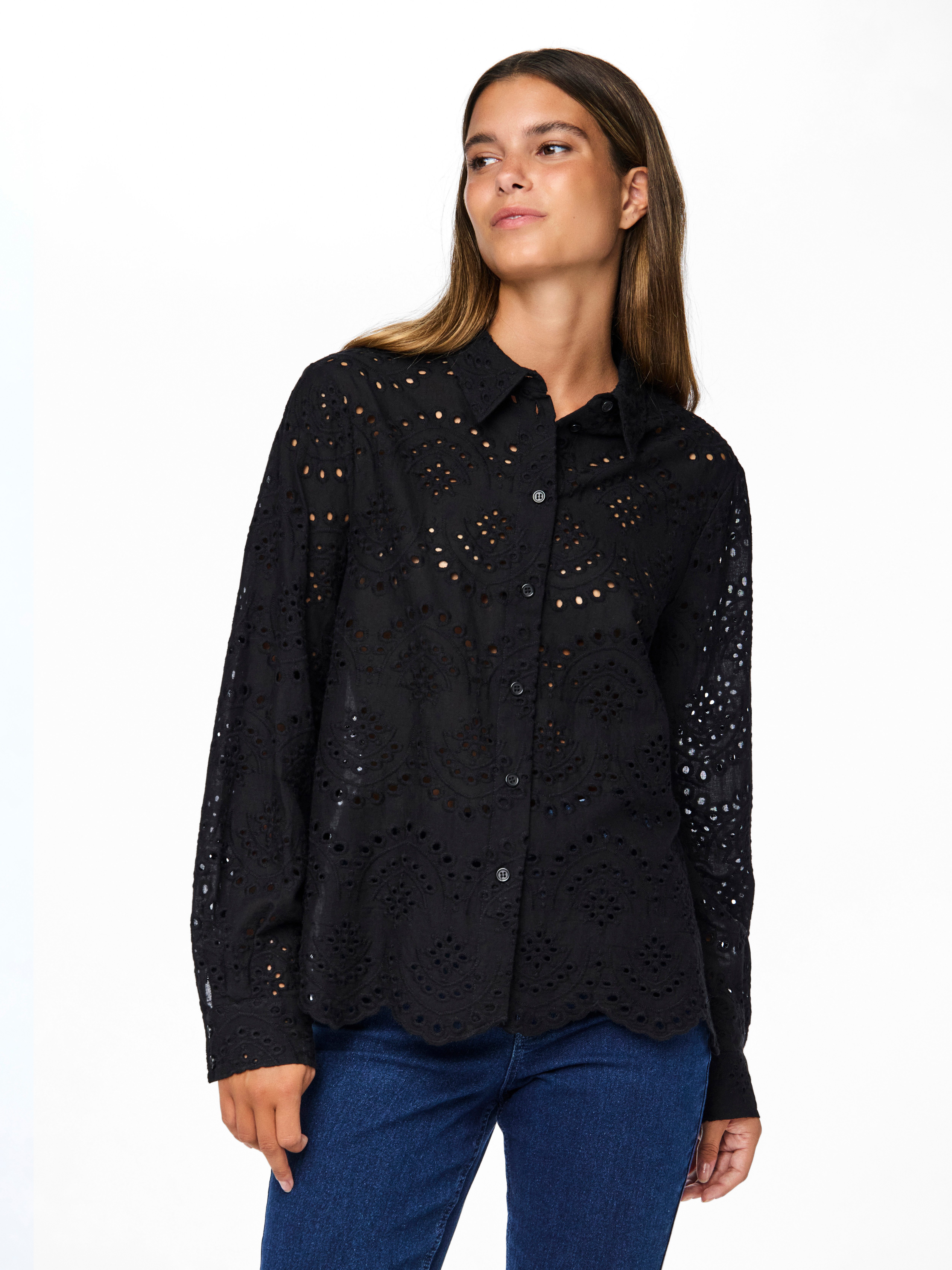 Spitzenbluse PCVILDE LS SHIRT WVN NOOS