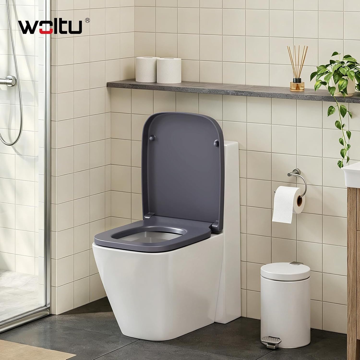 Woltu WC-Sitz (1-St), mit Absenkautomatik Duroplast Softclose Antibakterielle