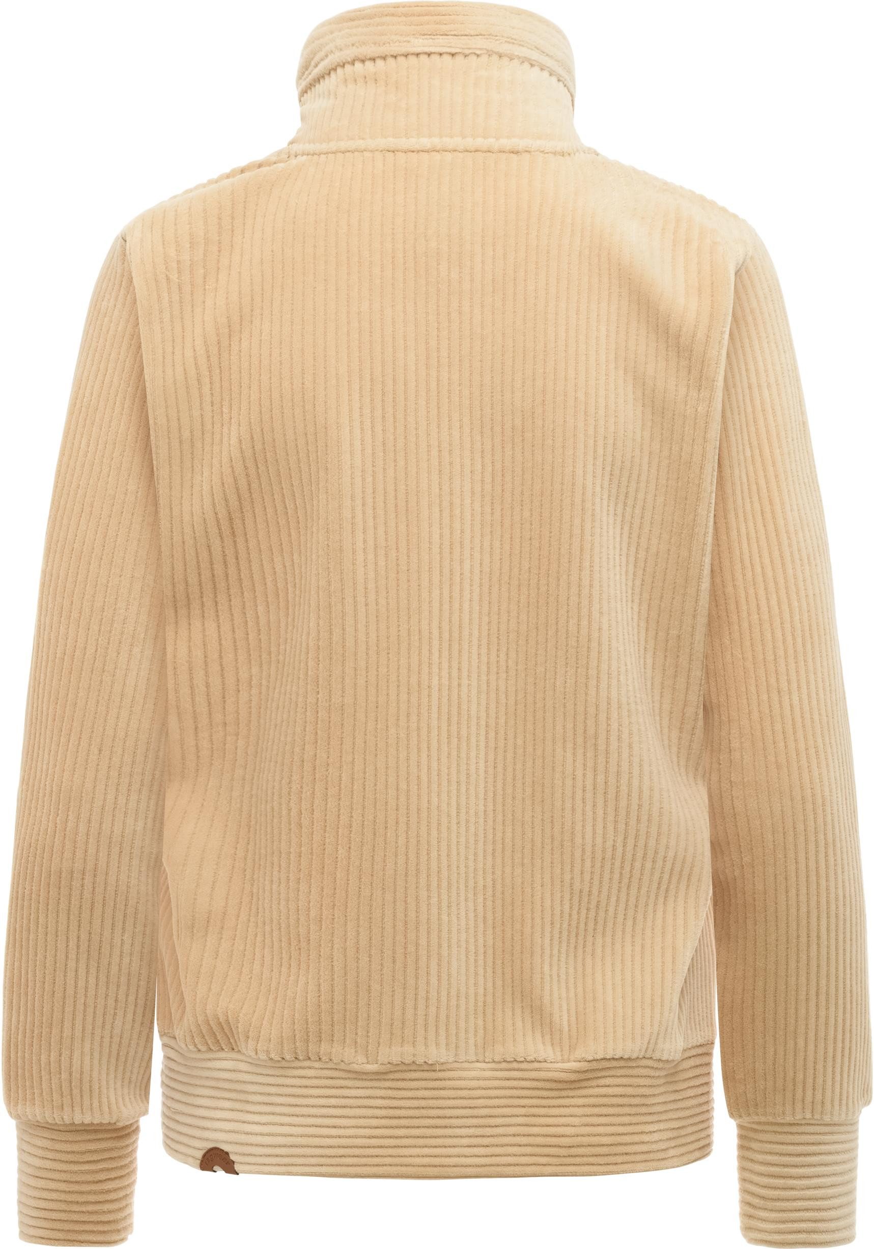 Ragwear Sweatjacke Ronette Cordy Zip-Jacke aus weichem Kord und hohem Kragen
