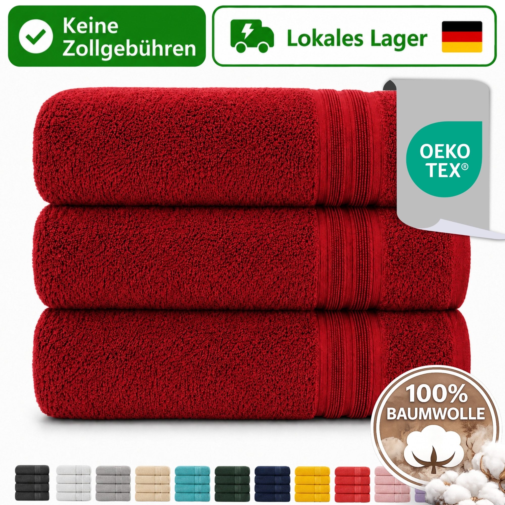 Komfortec Handtuch Set 3er Set 100% Baumwolle, weich & saugfähig, 470g/m², Frottee (3-St)