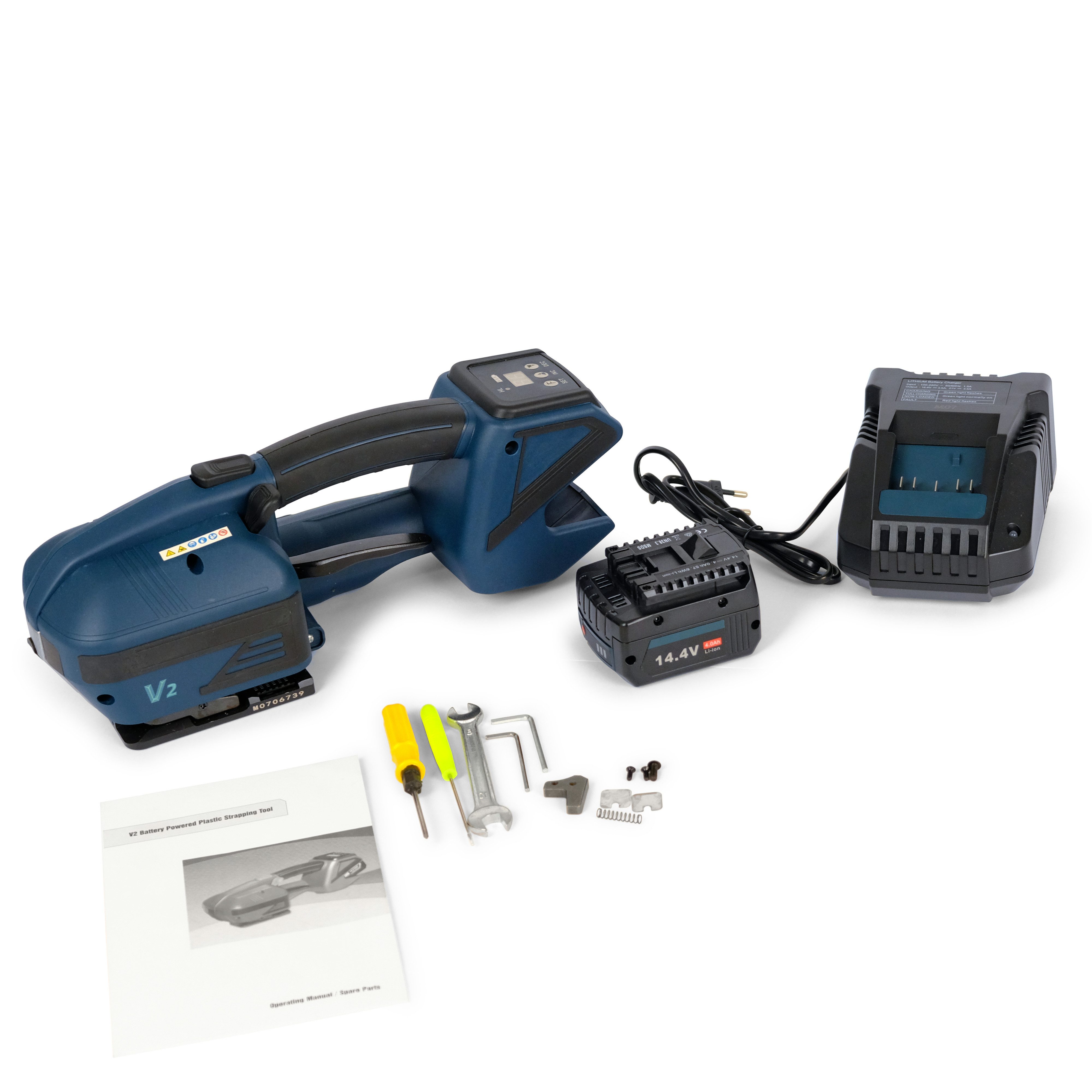 DeTec. Elektrowerkzeug-Set DT-UMV2 Akku Umreifungsgerät + 12 mm Umreifungsband (160 kg), Komplettset für professionelle Verpackung