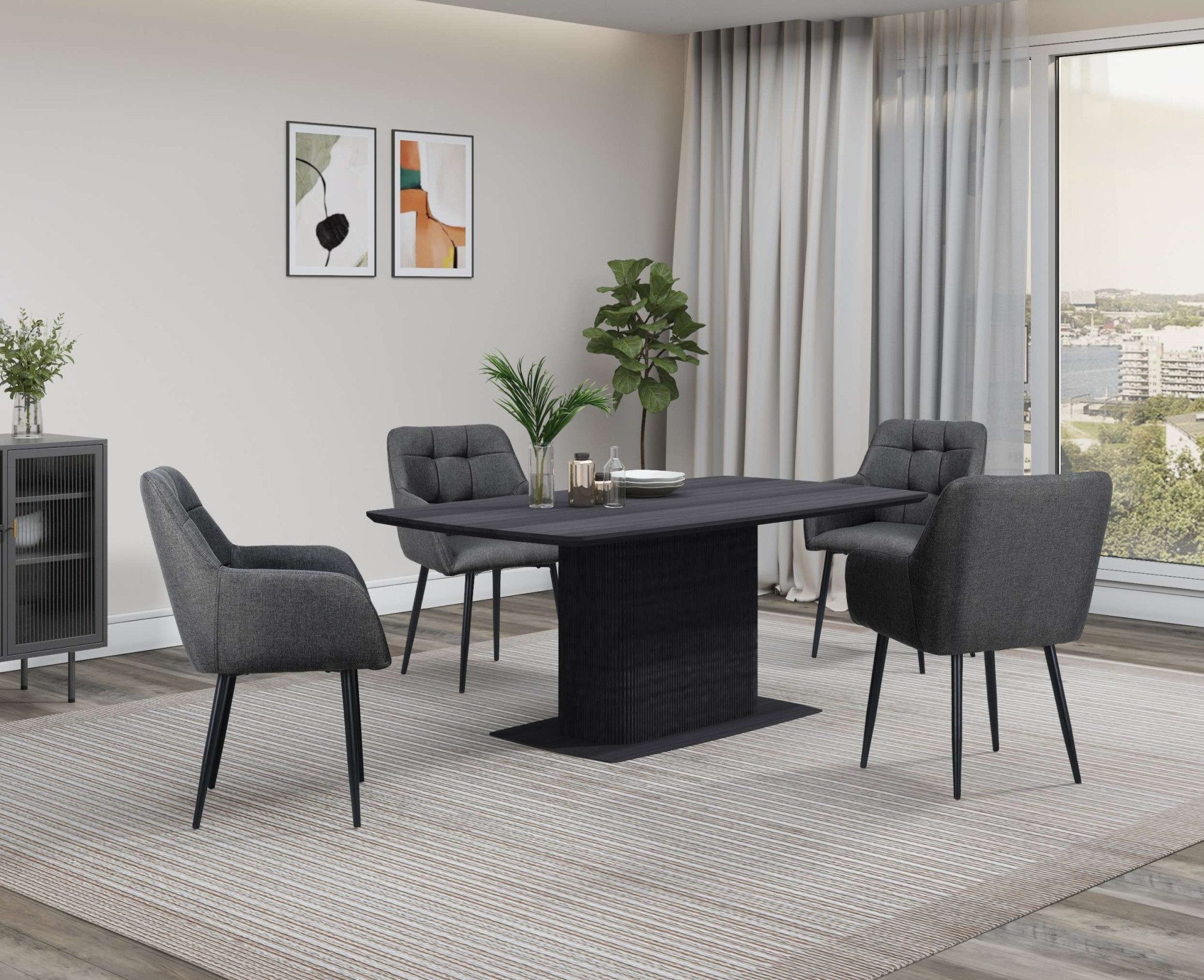 OTTO home Esstisch Daleton, Tischplatte und Standfuß mit Holzstruktur, pflegeleicht, Höhe 76 cm