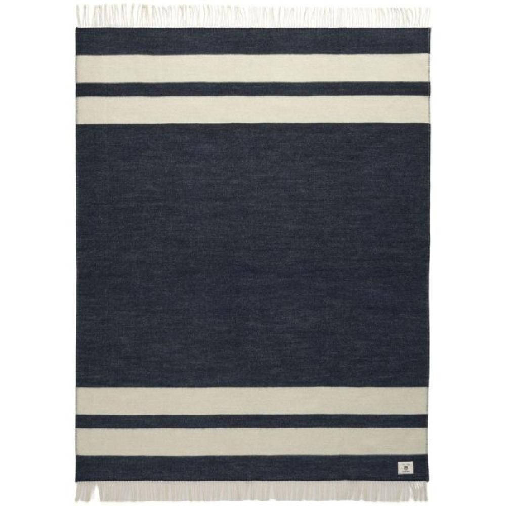 Wohndecke Gant Home Wolldecke Stripe Wool Throw Evening Blue (130x180cm), Gant