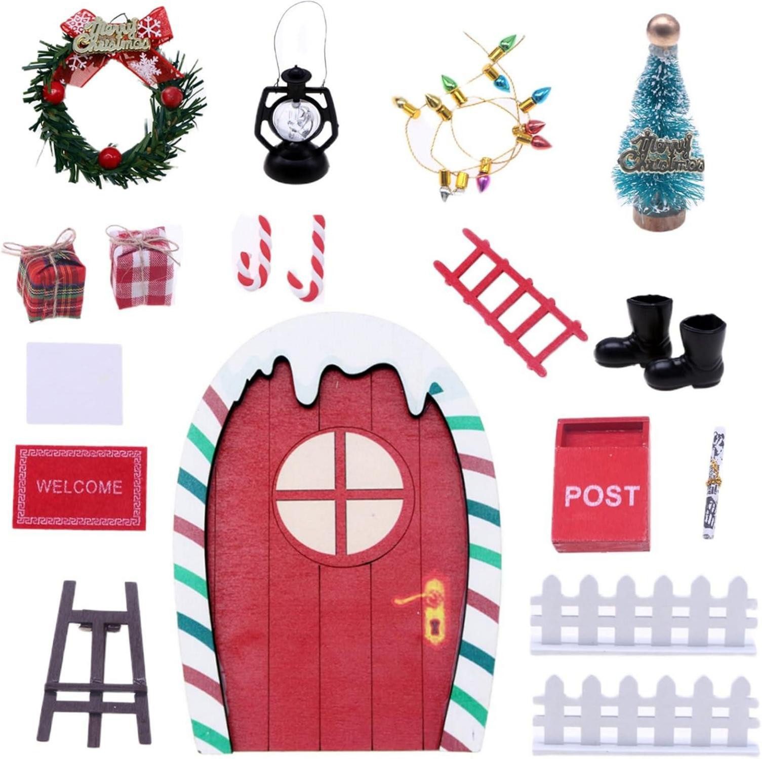 Back-Set Mini Wichteltür Zubehör Set Weihnachten Holz