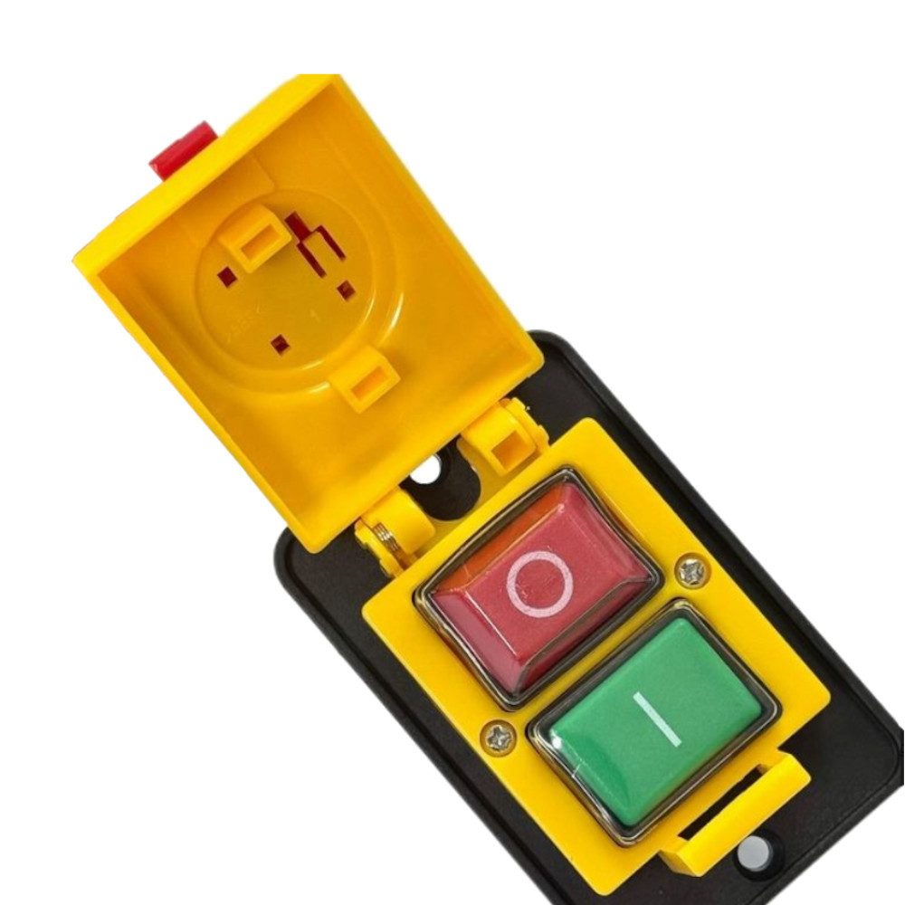 Trade-Shop Schalter 4-Pin Elektro switch DKLD DZ-6-2 für Werkzeugmaschinen, Bohrmaschinen, Anschluss über 4 Kontakte / mit Kappe, Flachdichtung und PVC-Abdeckung