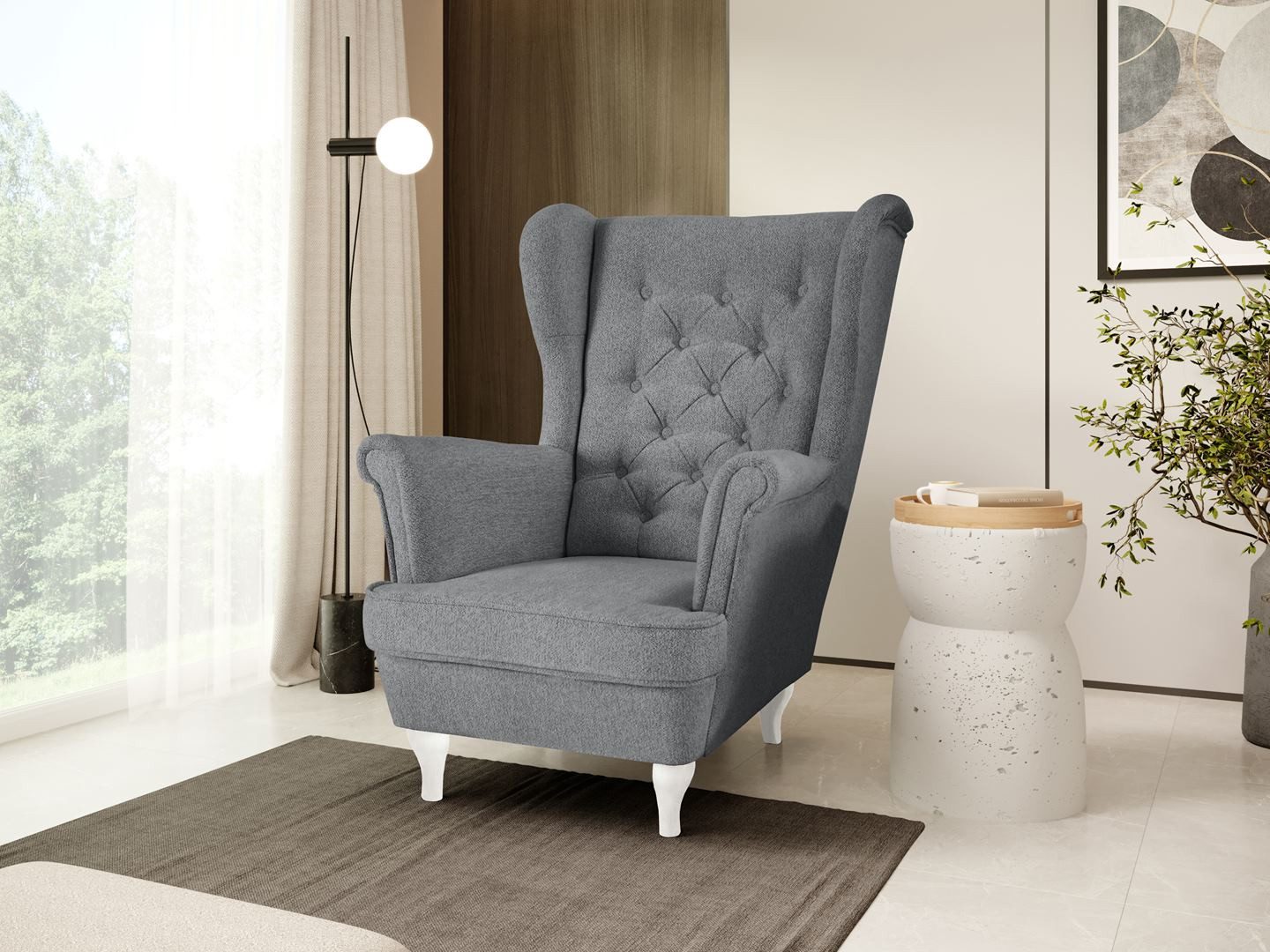 Beautysofa Ohrensessel Sessel FALCO Chesterfield Wohnzimmersessel günstig online kaufen