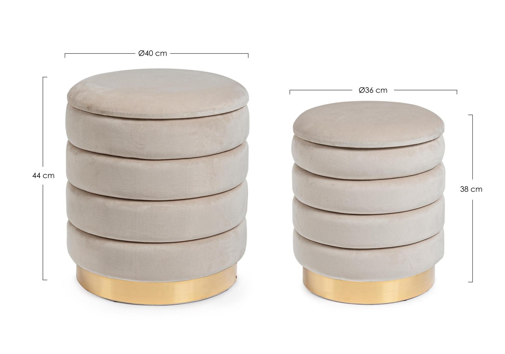 Feeling4Home Pouf Darina 2er-Set in Samt-Optik, Beige