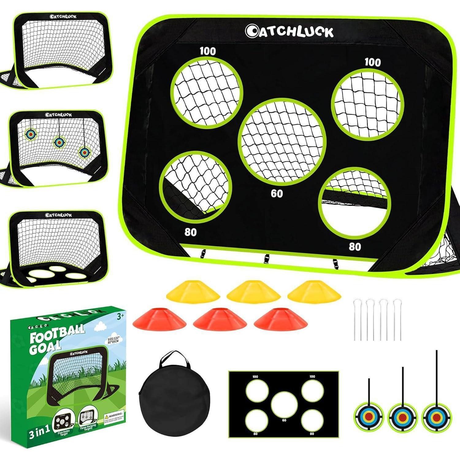 Fußballtor Fussballtore Garten Kinder PopUp Hindernisse Upgrade Schwarz