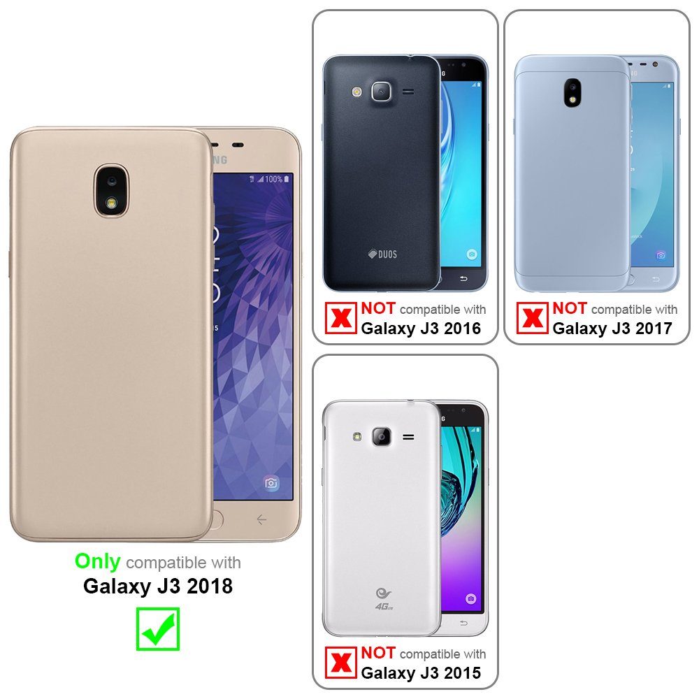 Cadorabo Handyhülle für Samsung Galaxy J3 2018 Hülle Samsung Galaxy J3 2018, Hülle Schutzhülle Blumen Flower mit Standfunktion Kartenfach Magnet