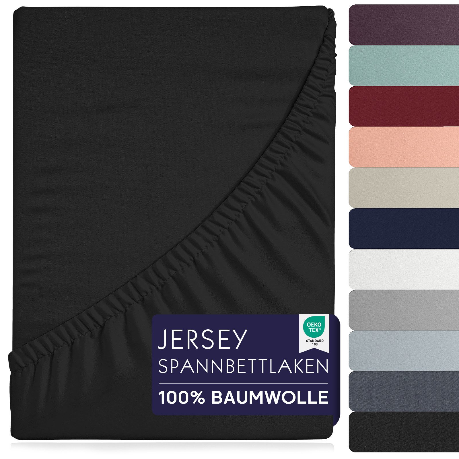 BRB HOME Spannbettlaken Spannbettlaken Jersey Baumwolle für Topper Boxspringbett, Baumwolle, Gummizug: Rundum, (1 Stück), Matratzen bis 27 cm Höhe, OEKO TEX Standard 100, Jersey Spannbetttuch