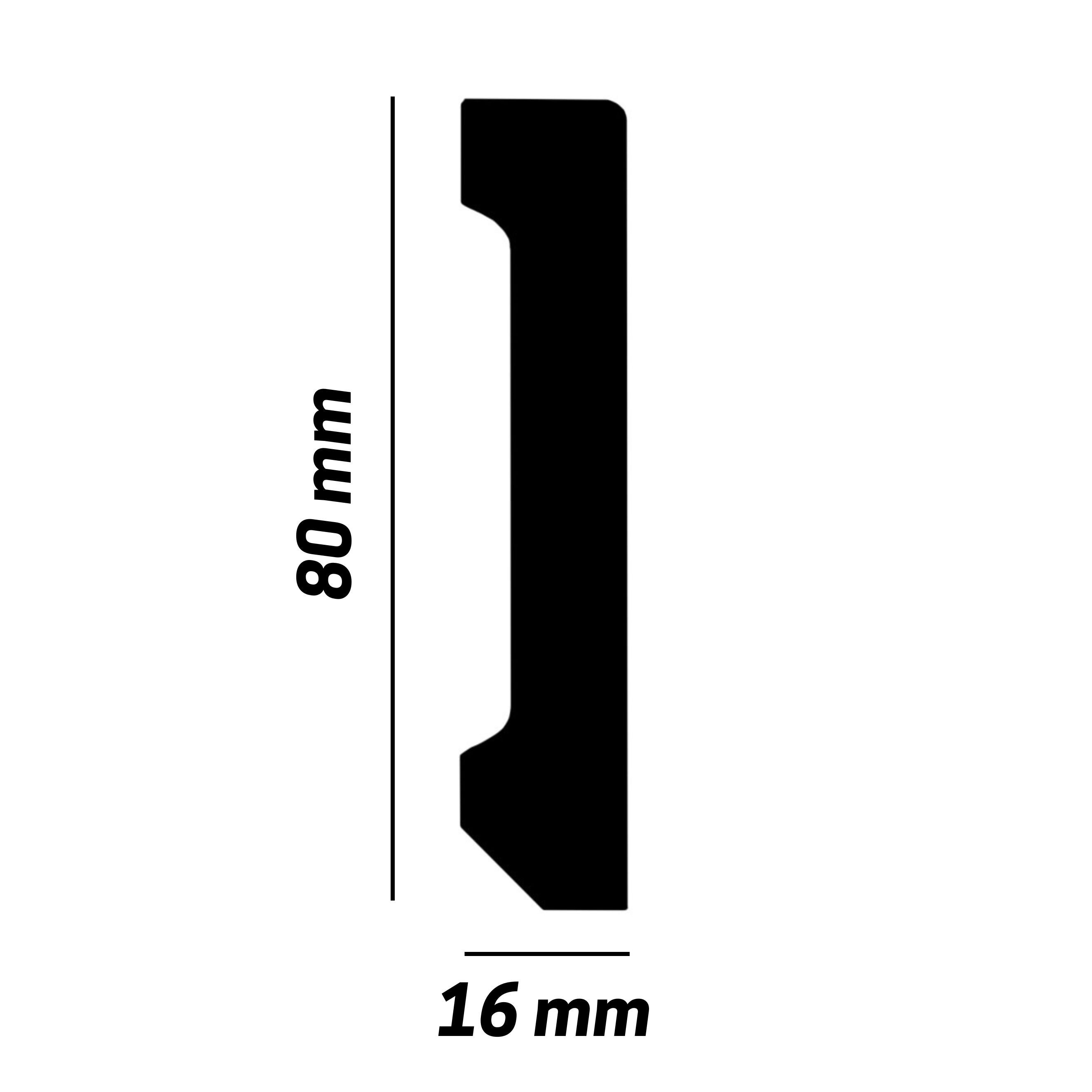 PROVISTON Sockelleiste Fußleiste Kunststoff Weiß - Eckiges Profil 2 Meter, L: 200 cm, H: 8 cm, 1-St.