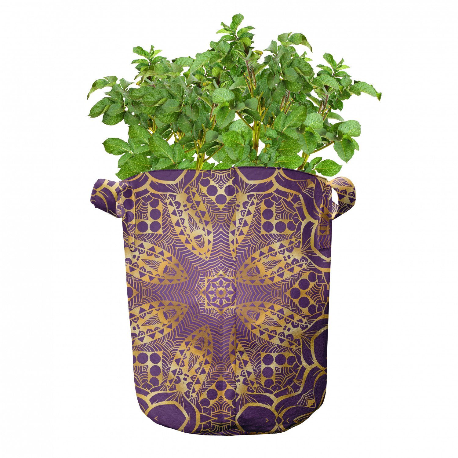 mit Stofftöpfe Boho-Motiv hochleistungsfähig für Pflanzen, Pflanzkübel Griffen Abakuhaus Mandala lila