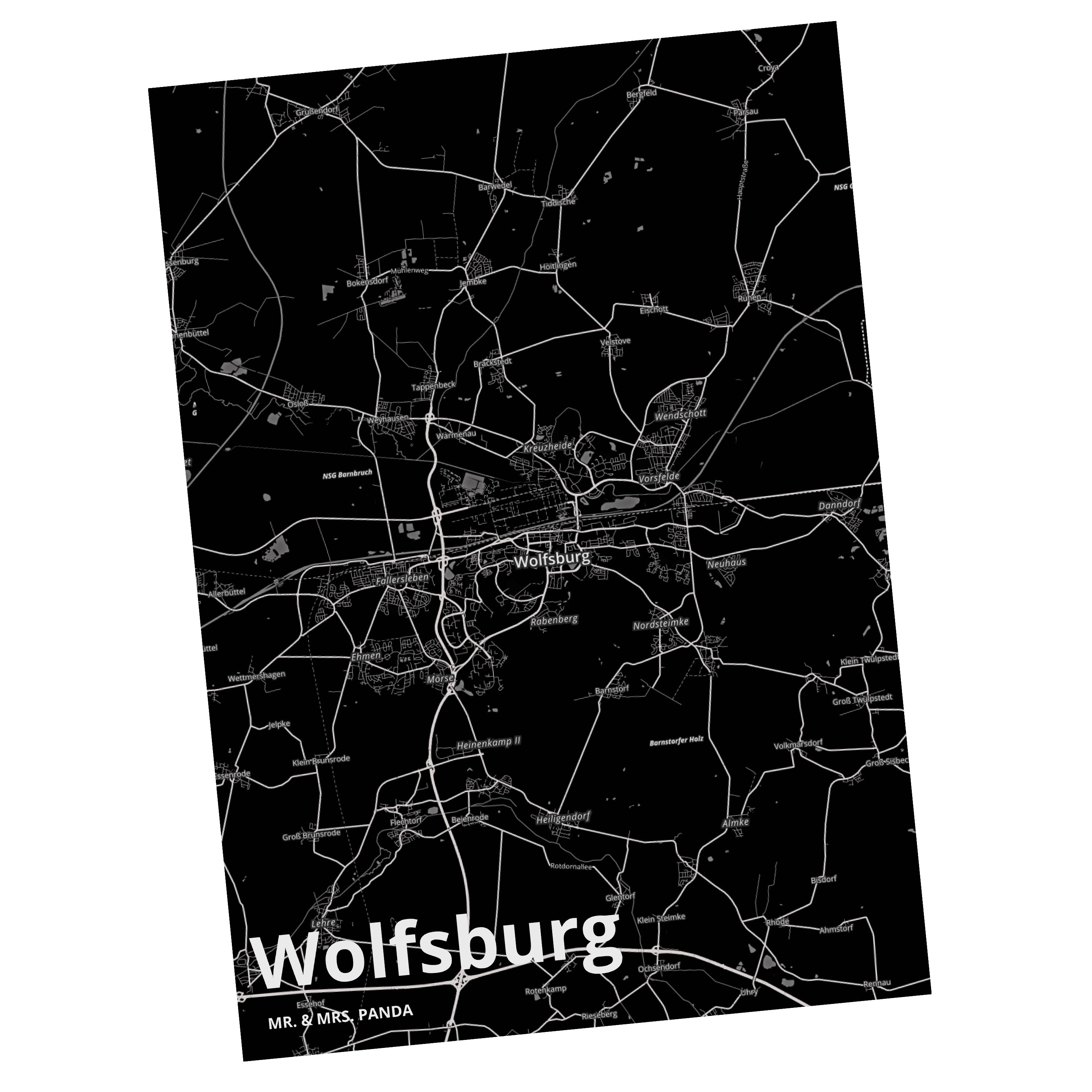 Karte Postkarte Mrs. - Dorf Karte, Ansichtskarte, & Landkart Geschenk, Stadt Panda Wolfsburg Mr.