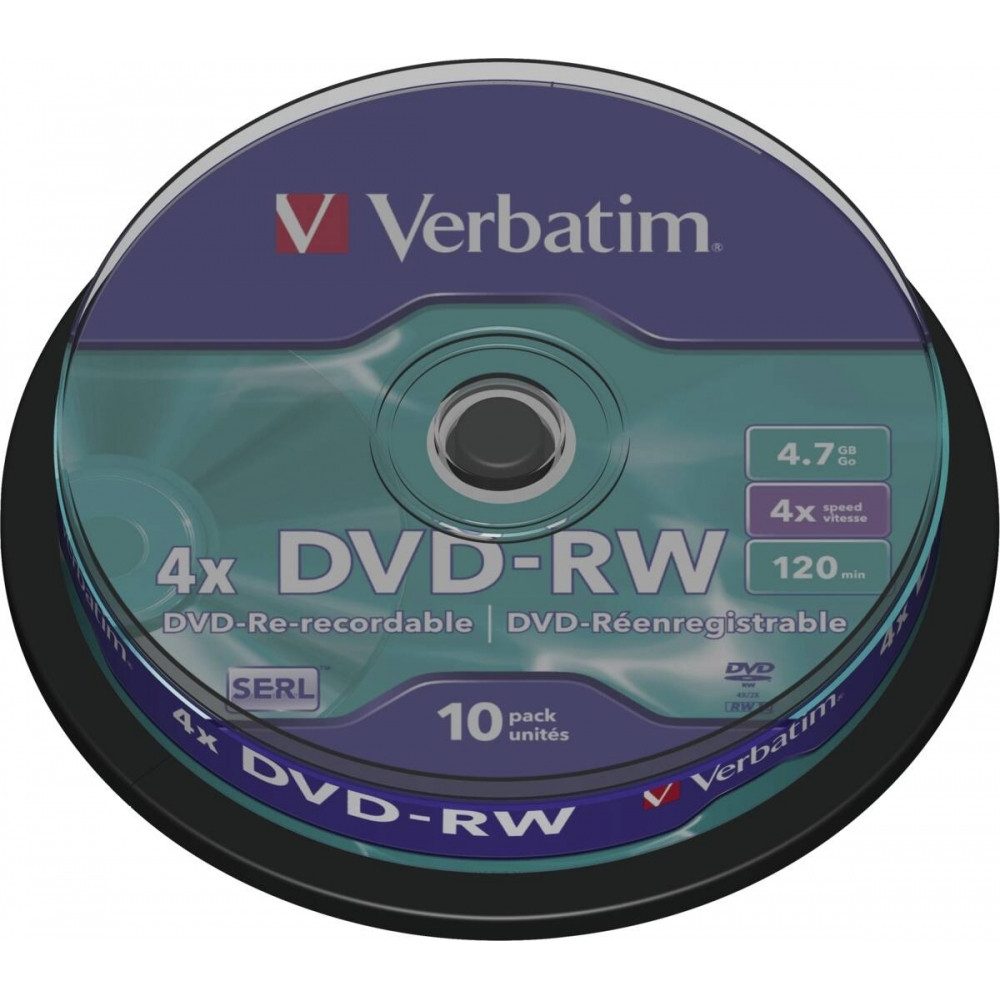 DVD-Rohling Verbatim DVD-RW 4,7GB 4X 10er Spindel Speichermedien.