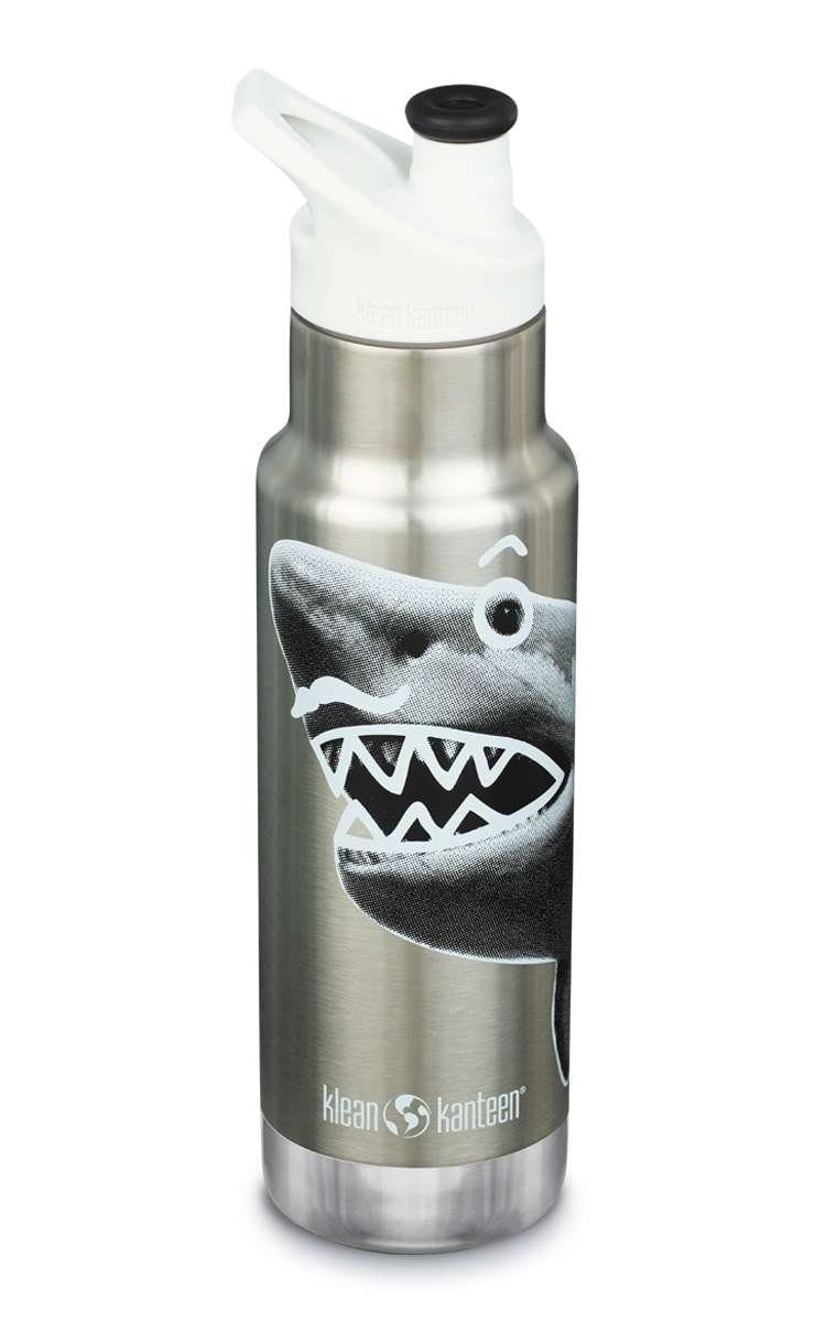 Klean Kanteen Trinkflasche Klean Kanteen 355ml Kid Kanteen®Classic Haie weiß Sport Cap Isoliert