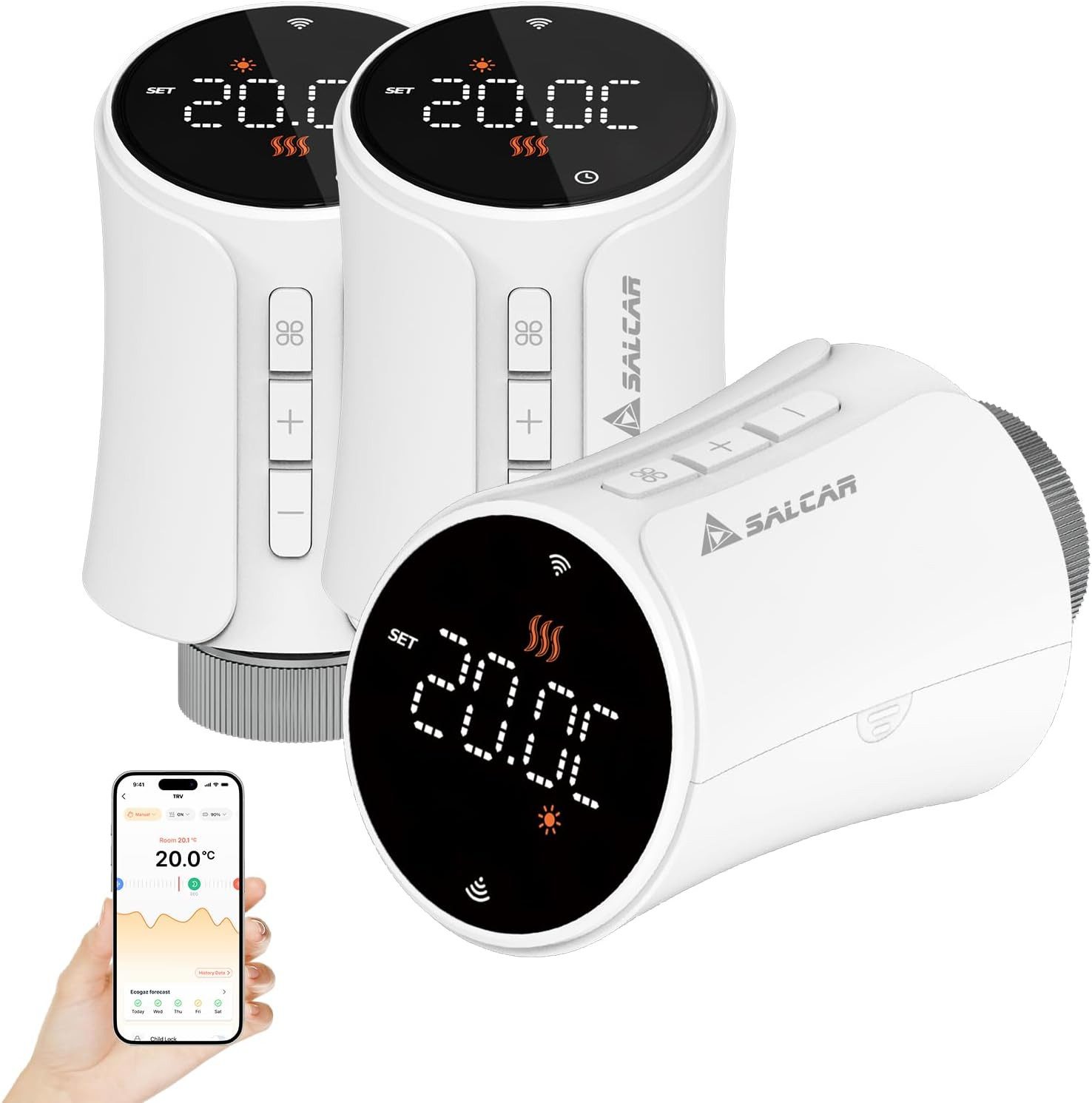 Salcar Heizkörperthermostat Smart WiFi Heizkörperthermostat Thermostat günstig online kaufen