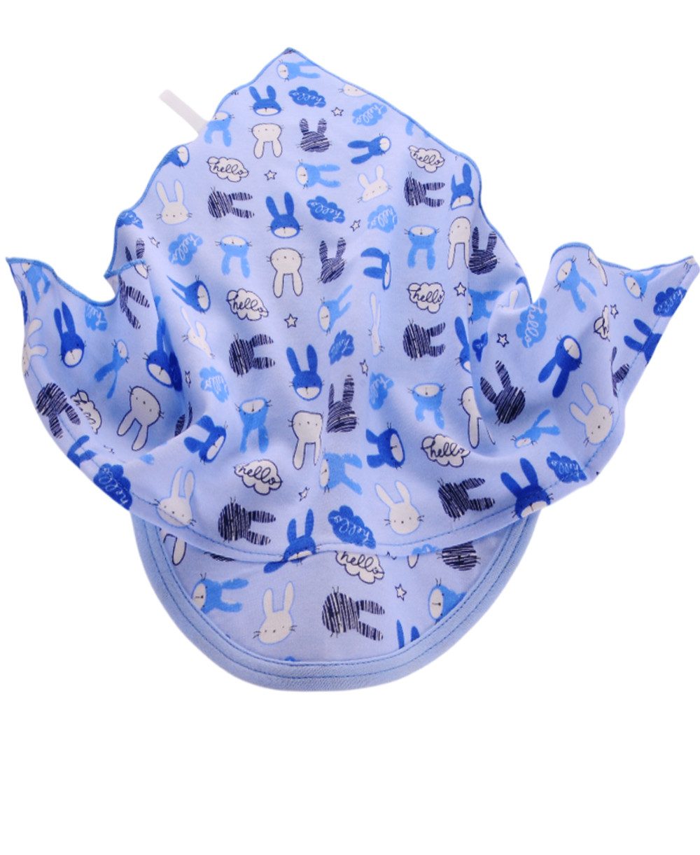 La Bortini Kopftuch Baby und Kinder Kopftuch in Blau Bandana zum Binden mit Schirmchen, aus reienr Baumwolle, neutral, Dreieckstuch mit Häschen