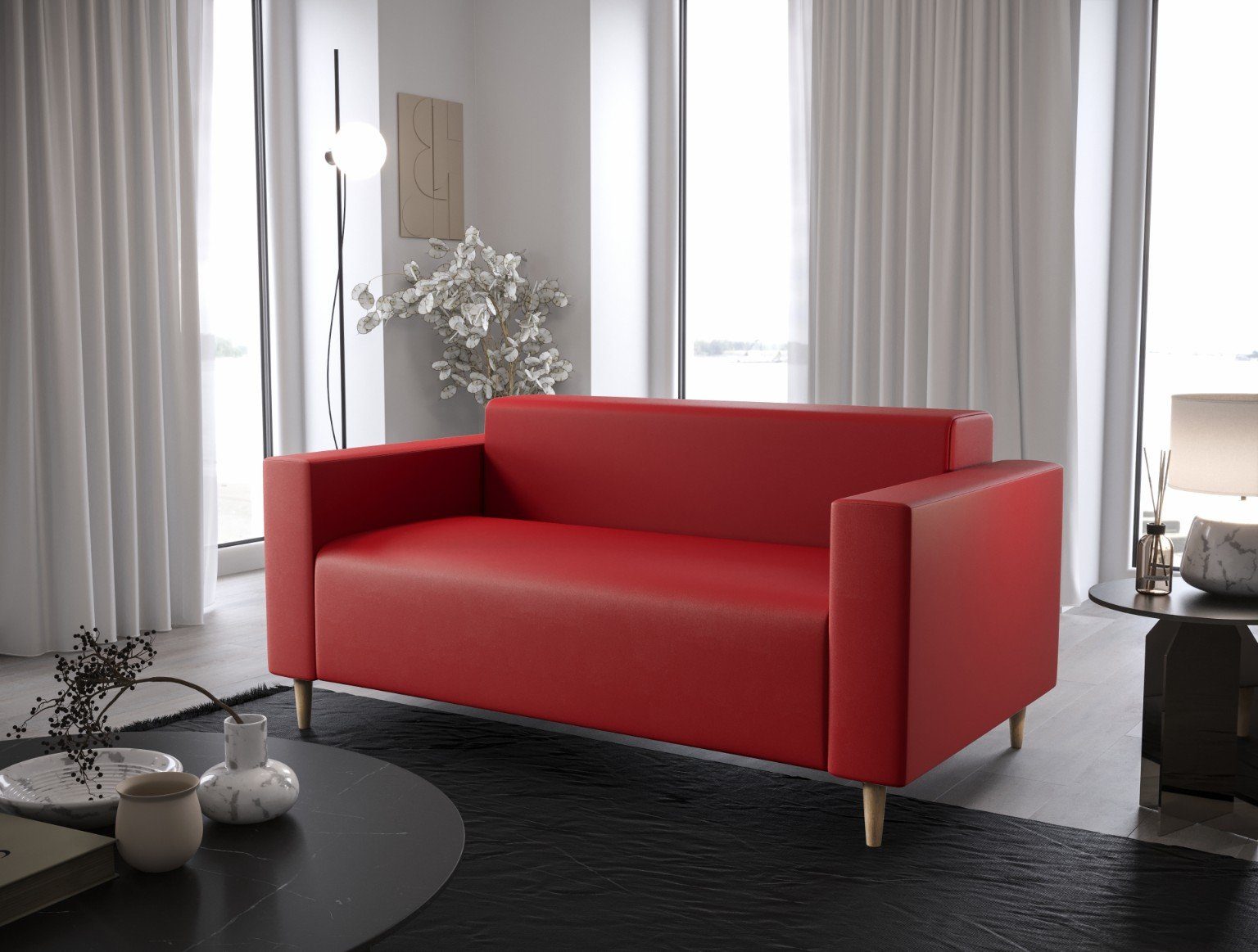 pressiode Sofa SOFA 2-Sitzer, verschiedene Farben, HUGO2 Rot