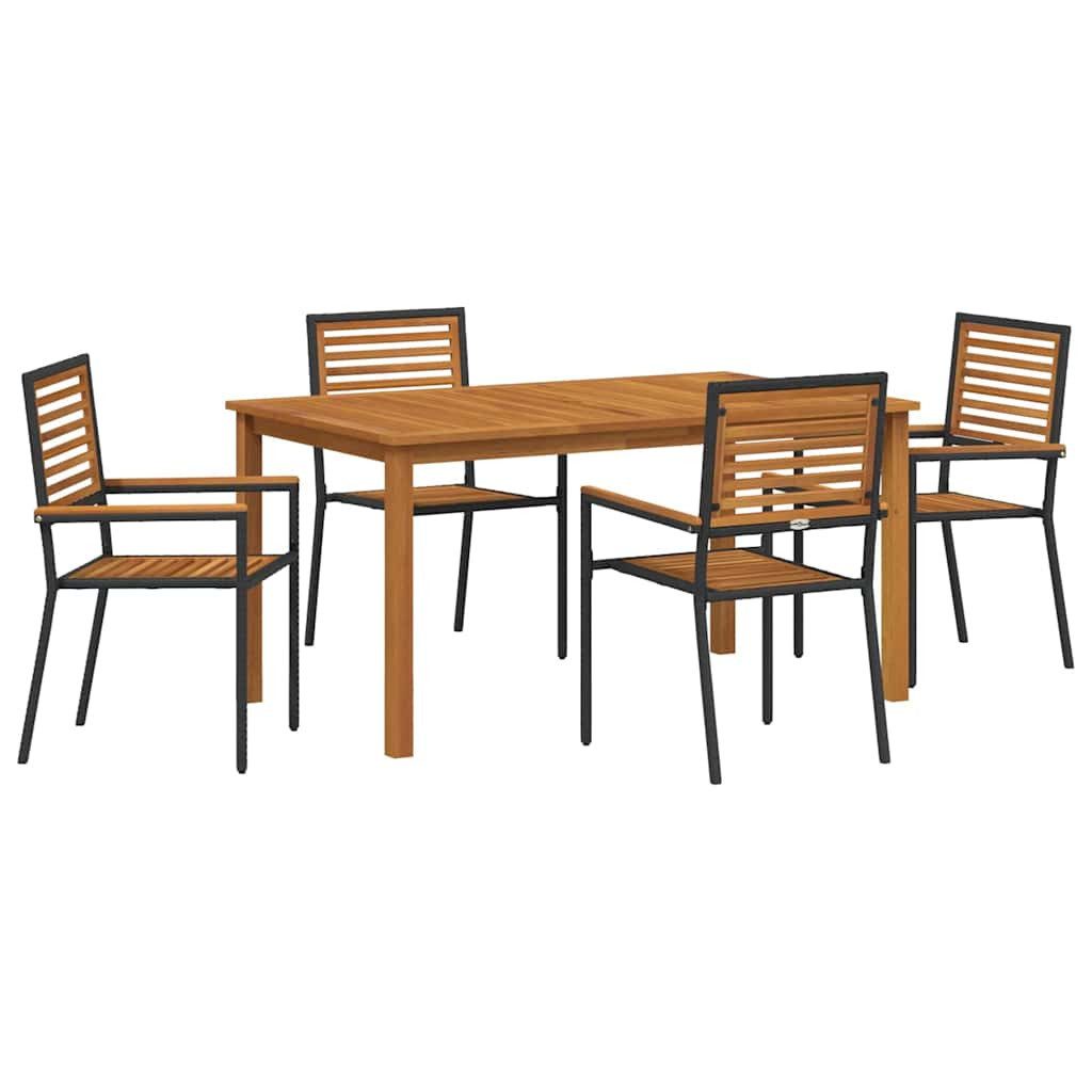 Gartenlounge-Set Garten Essgruppe 5 pcs Schwarz Massivholz