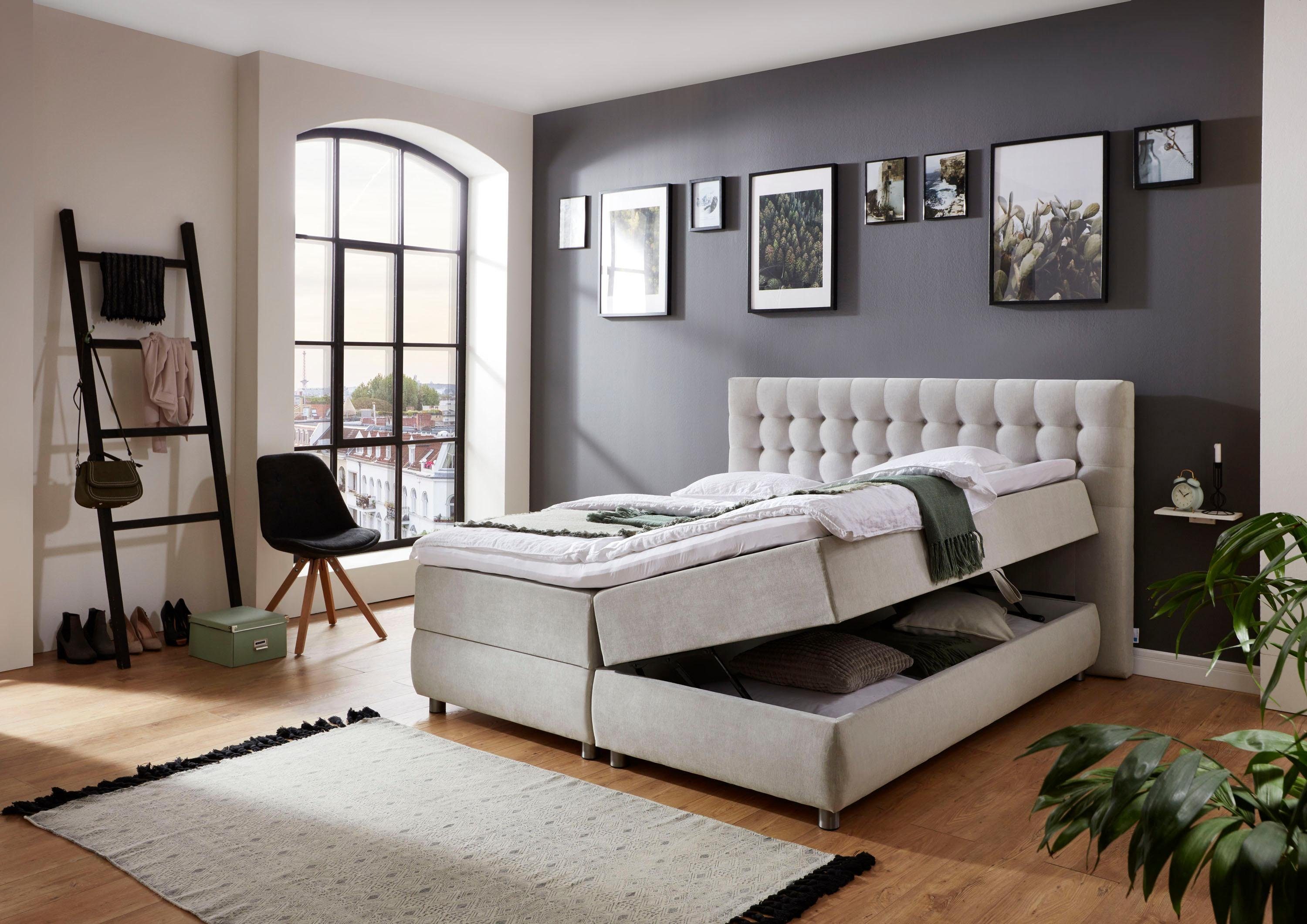ATLANTIC home collection Boxspringbett Tina, mit Bettkasten und Topper, auch in Überlänge