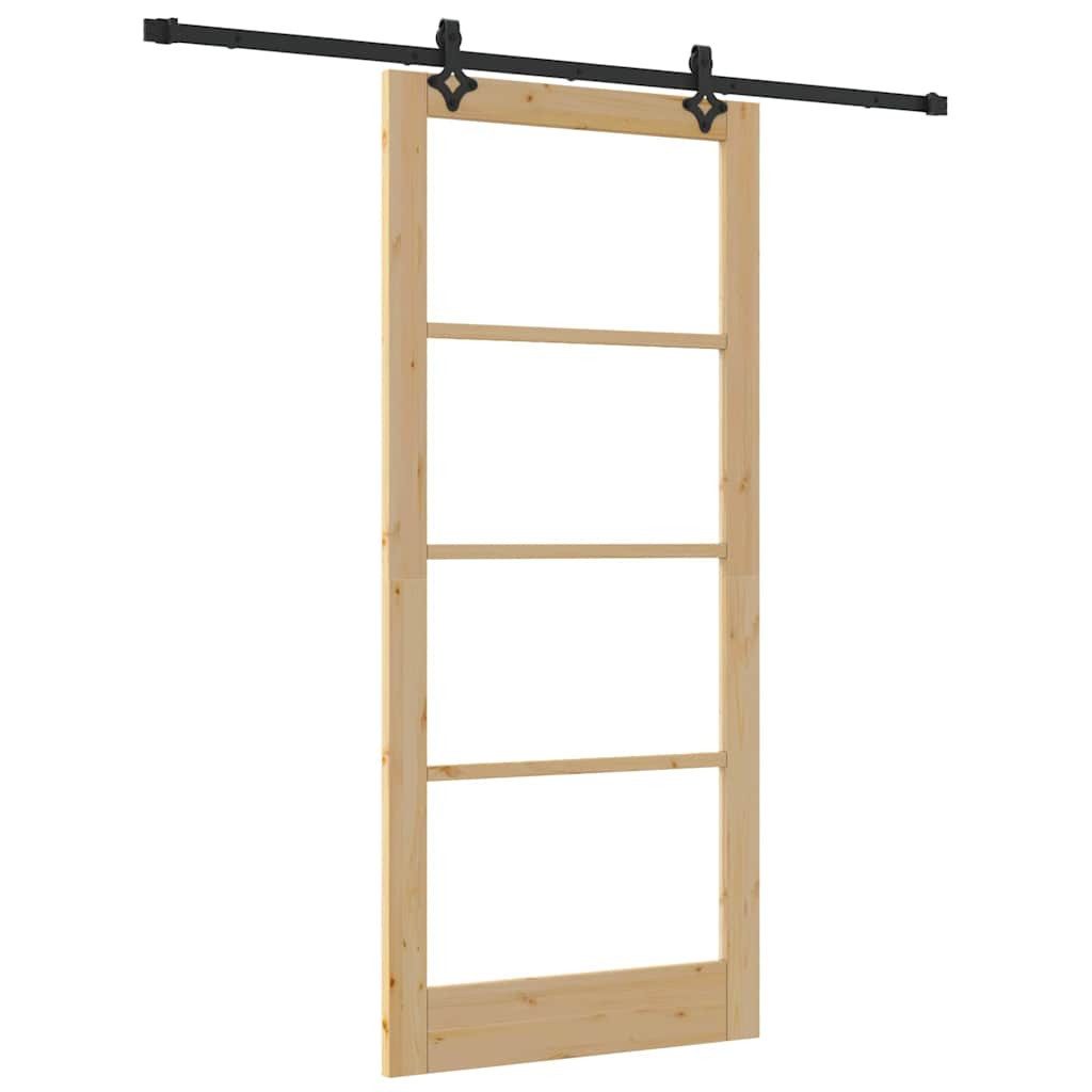 vidaXL Haustür Schiebetür ORKDAL Natürlich und Schwarz 93 x 211 cm (1-St)