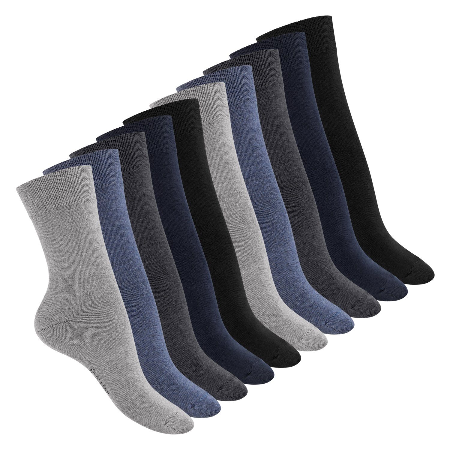 Footstar Basicsocken Everyday! Damen Baumwollsocken (10 Paar) mit flacher Spitze 10 x Jeans | Lange Socken