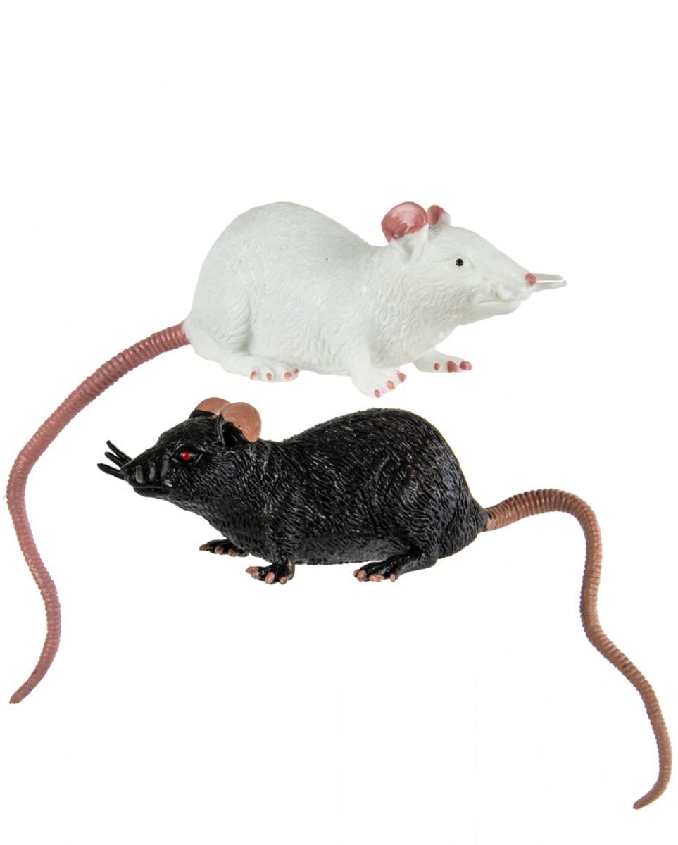 Cornelißen Dekoobjekt Dehnbare Ratte als Spielzeug 23 cm, Schwarz / Wei