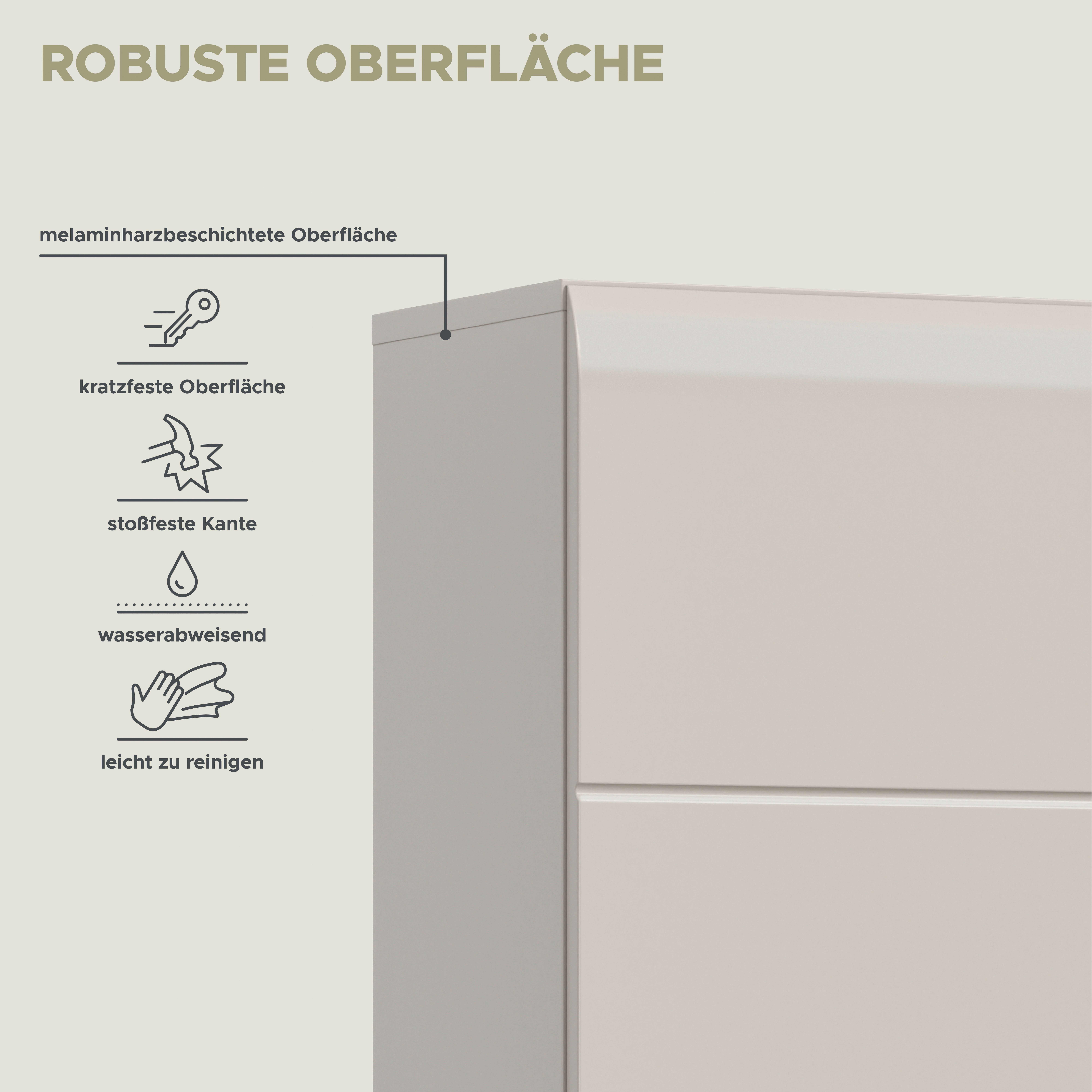 welltime Stauraumschrank FLORENZ, Höhe 185cm, 2 Türen, 7 Fächer, 4 Einlegeböden (1-St., TOPSELLER) Florenz, Badschrank Hoch, Kaschmir, 185 cm Höhe – Bild 5 von 5
