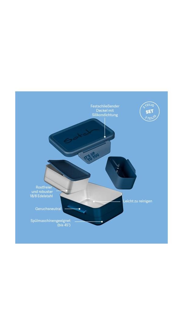 Satch Lunchbox Edelstahl Brotdose, Edelstahl, (Edelstahl Brotdose, 3-tlg., 1x Brotdose, 1x Trennfach), spülmaschinengeeignet bis 45 Grad, Handwäsche empfohlen