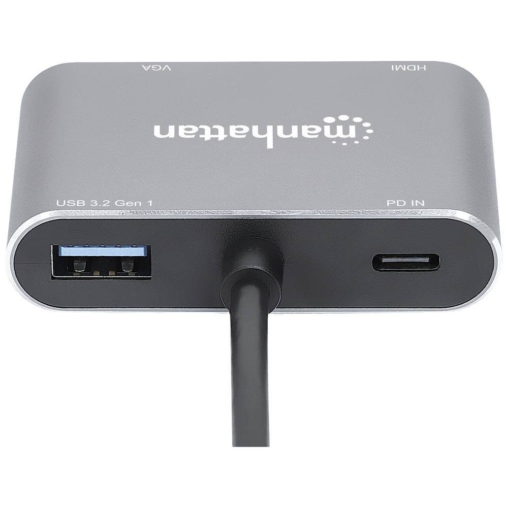 MANHATTAN Laptop-Dockingstation USB-C® auf HDMI & VGA 4-in-1 Docking 130691, USB-C® Power Delivery