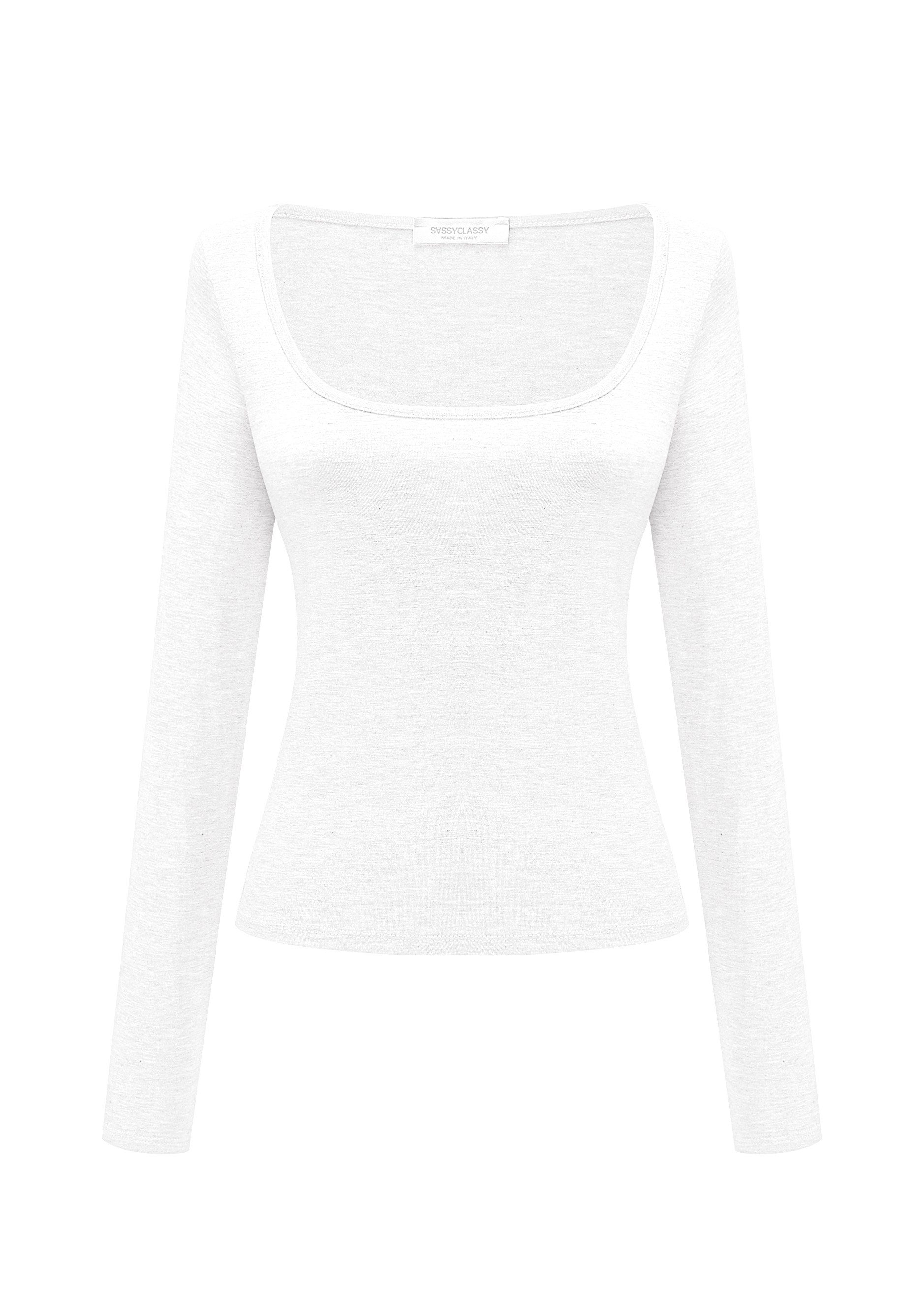 SASSYCLASSY Langarmshirt Langarmshirt Damen mit Ausschnitt günstig online kaufen
