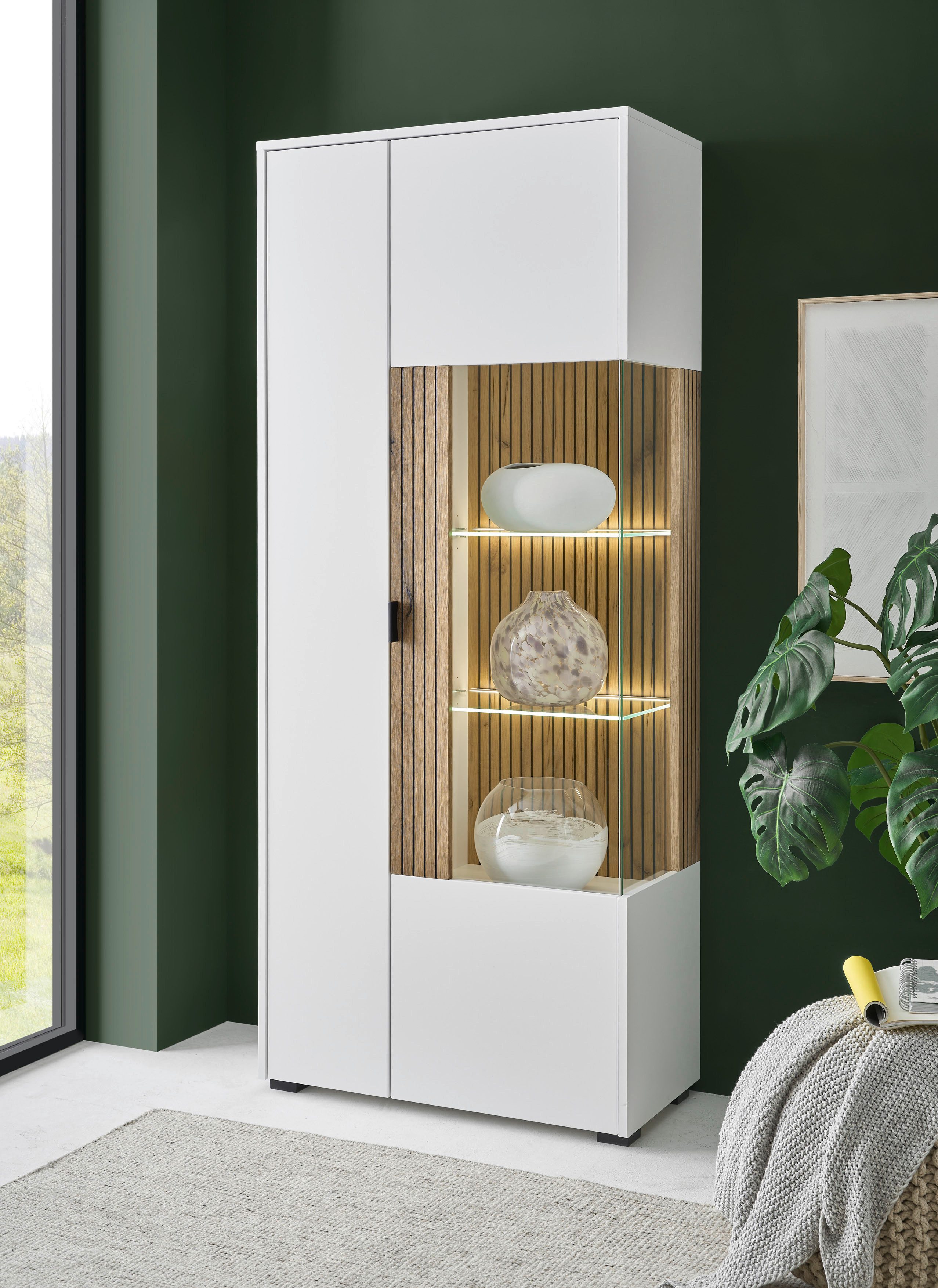 INOSIGN Vitrine "Hudson, Stauraumvitrine", in moderner Trendfarbe, Griffe a günstig online kaufen