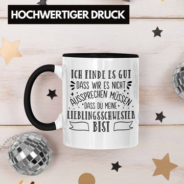Trendation Tasse Trendation - Lieblingsschwester Tasse Geschenk für Schwester Spruch Schwester Kaffeetasse Geschenkidee Sprüche