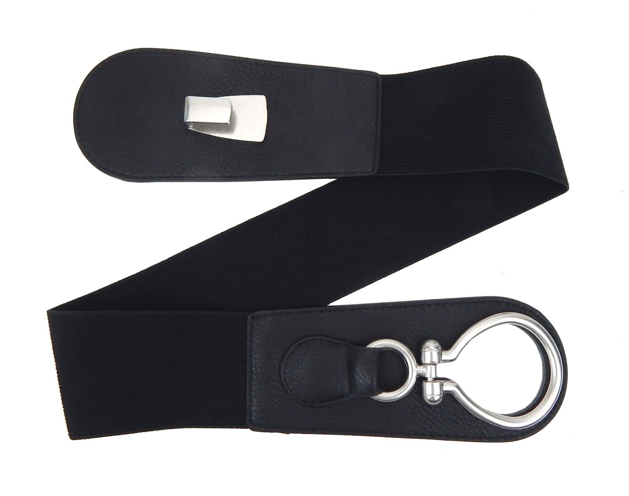 Ella Jonte Stretchgürtel schwarz silber Kunstleder elastisch 75-90 cm günstig online kaufen