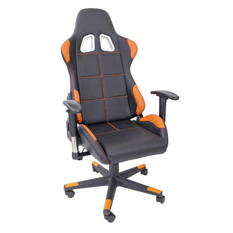 TPFLiving Bürostuhl Fire mit Lendenkissen XL Racing Stuhl Gaming-Stuhl (aus hochwertigem Kunstleder), Drehstuhl Zockerstuhl, Belastbarkeit bis 150 kg - Orange