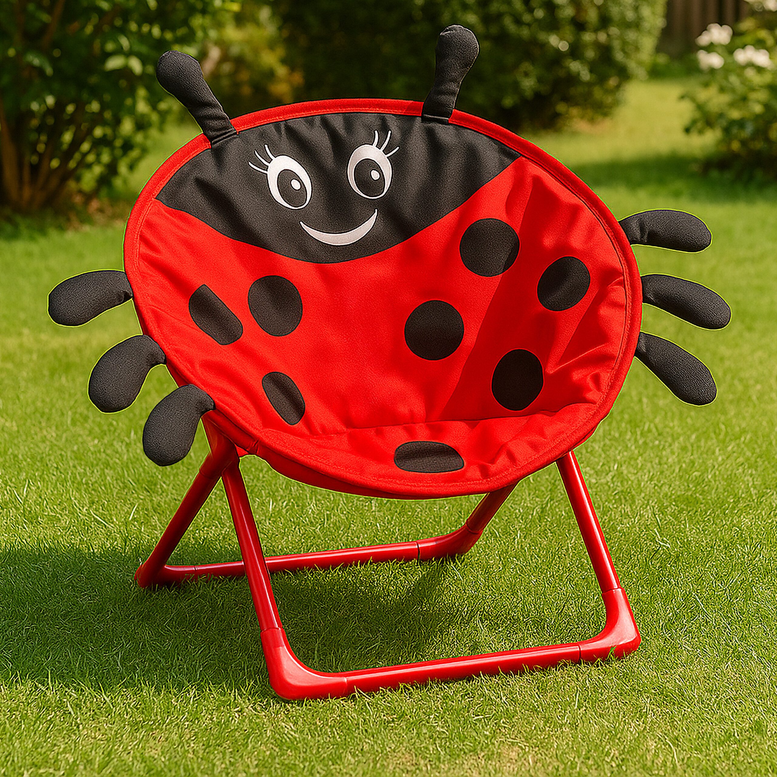 relaxdays Campingstuhl Faltbarer Moonchair für Kinder, Marienkäfer günstig online kaufen