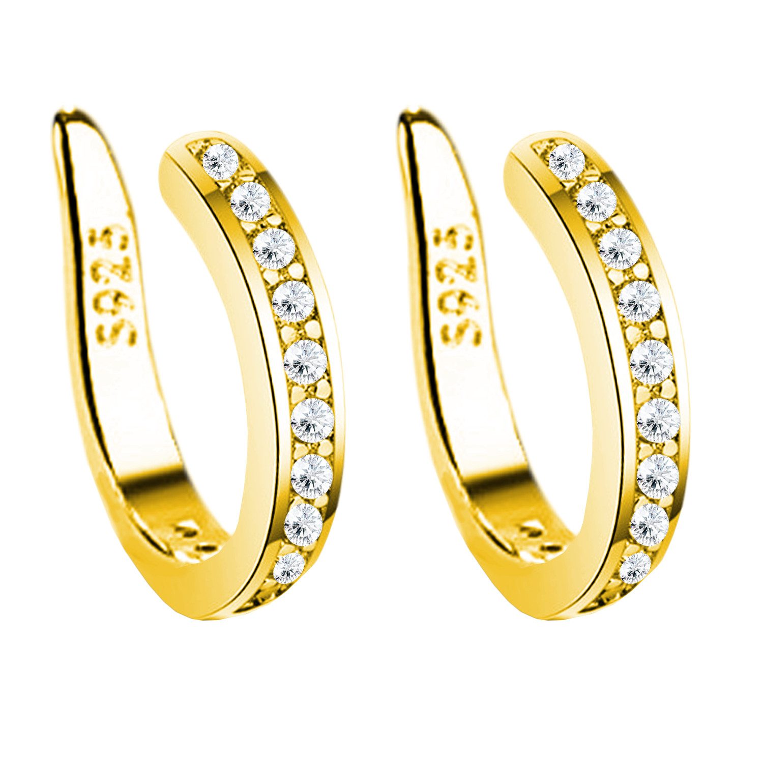 LÖB Ohrklemme 18K Gold vergoldet Ohrklemme Zirkonia Ear Cuff Fake Ohr Piercing Set (Geschenke für Frauen Beste Freundin Mutter Mama Damen zum Geburtstag Weihnachten Weihnachtsgeschenke, Inkl. Schmuckbox), Hoop Helix Ohrpiercing Tribal Ohrmanschette Glitzer Steine Ohr Ring