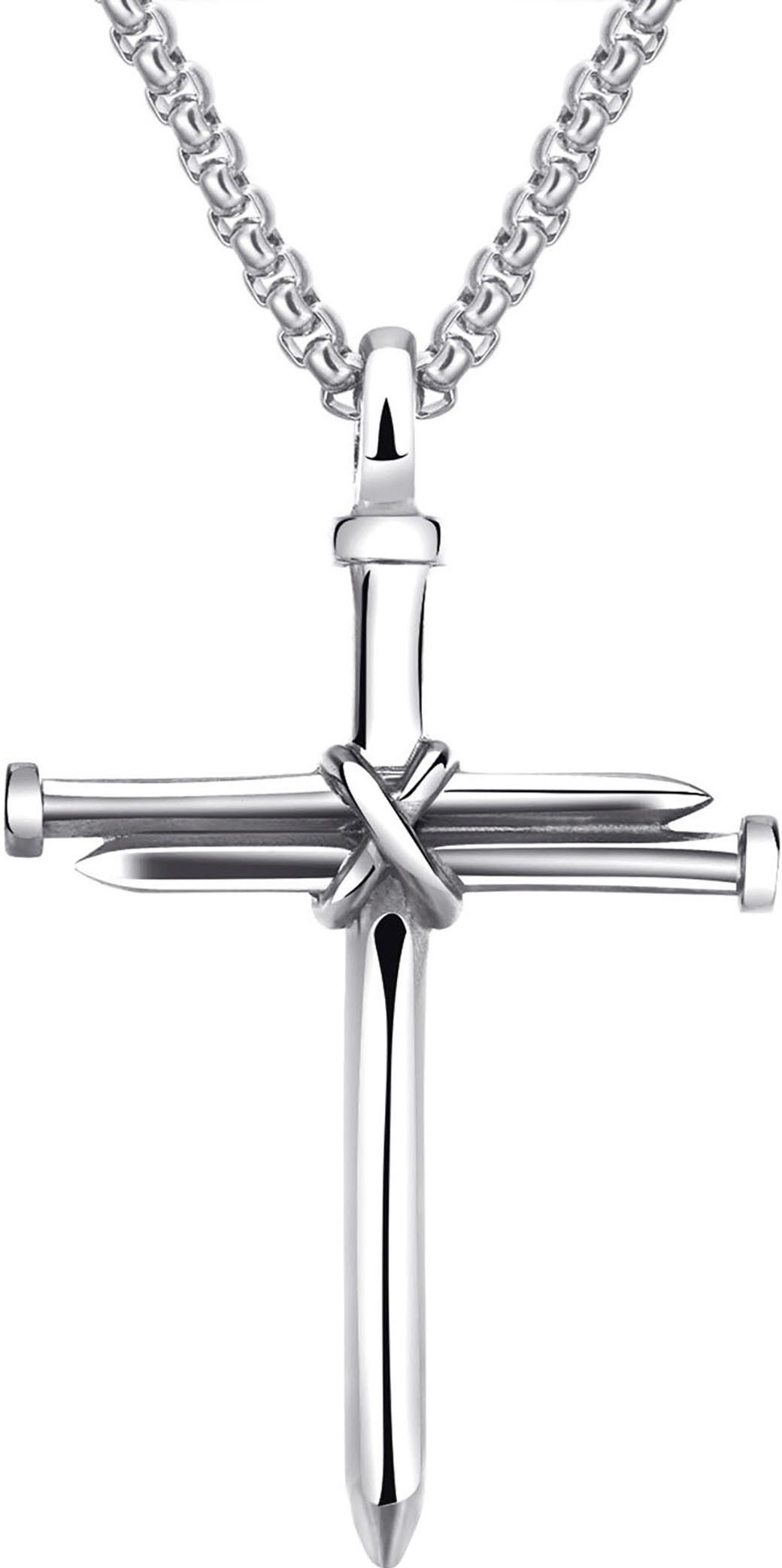 Kette mit Anhänger Schmuck Geschenk Edelstahl Halsschmuck Halskette Venezianerkette Kreuz