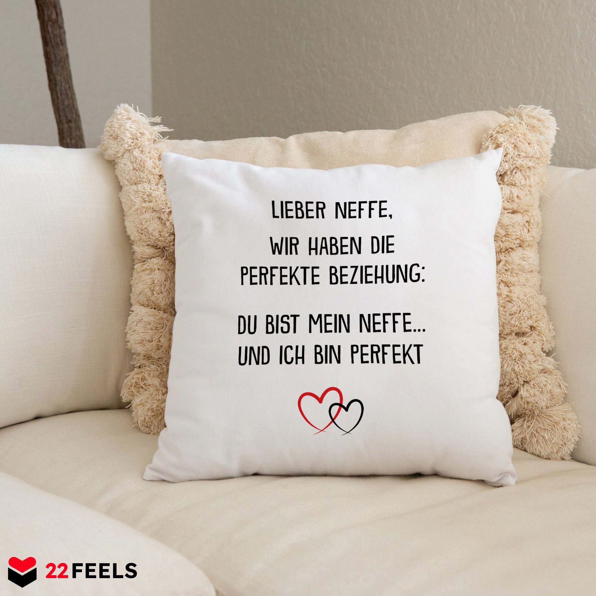 22Feels Dekokissen Neffe Geschenk 18. Geburtstag Deko Jungs Firmung Weihnachten Abschluss, Deko mit Persönlichkeit