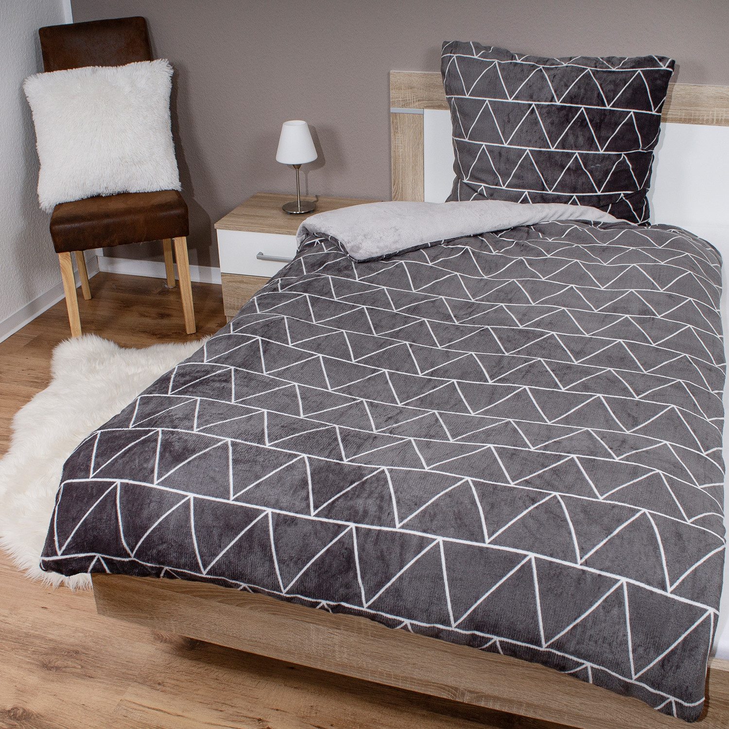 Mojawo Jugendbettwäsche 4tlg Cashmere Like Wende Bettwäsche Garnitur Bettzeug135x200cm