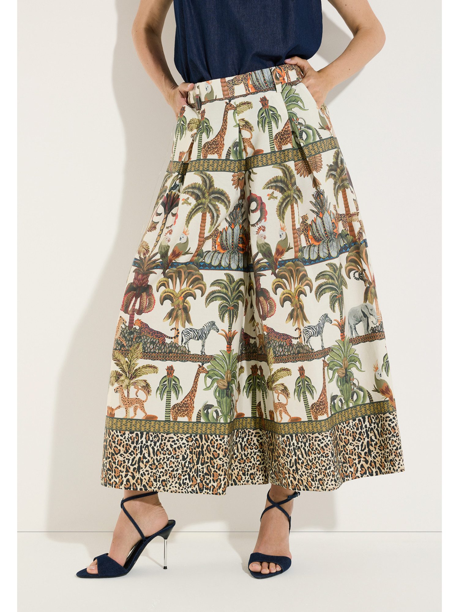 MORE&MORE Stoffhose extraweite Printhose, Jungle