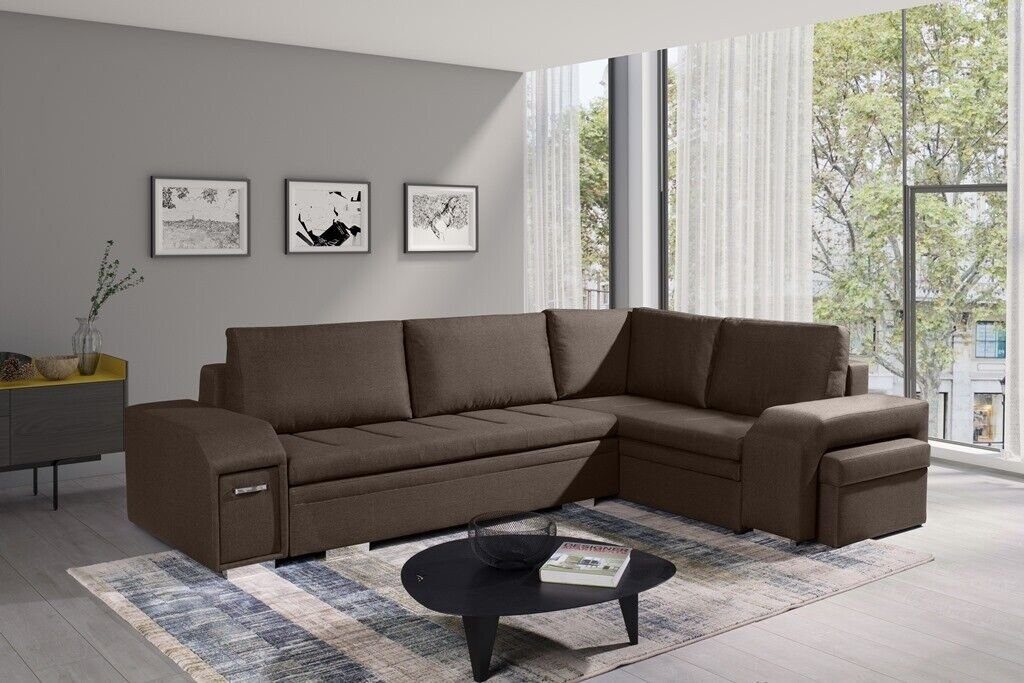 Ecksofa, Sitzgruppe Braun Polstersofa Couch Loungesofa JVmoebel Sofa mit Wohnzimmer Kissen