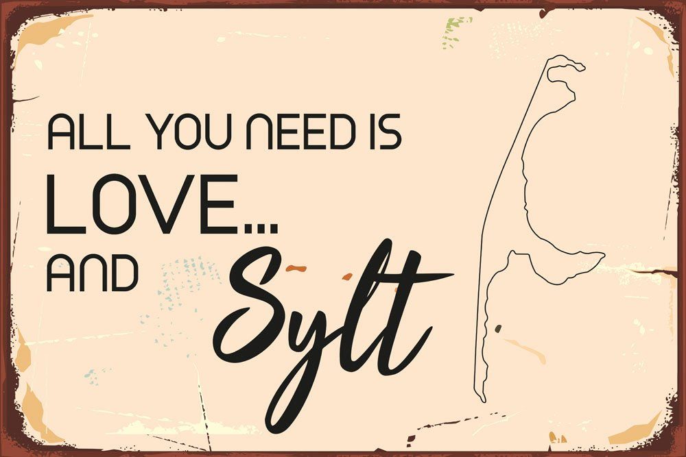 queence Metallbild All you need is Sylt, Meer, Schriftzug, Schriftzüge