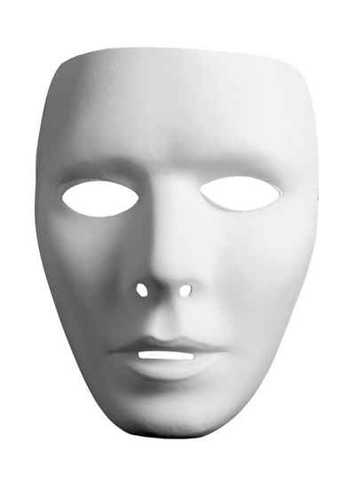 Metamorph Verkleidungsmaske Neutralmaske Gesicht Mann, Unbemalte weiße Maske für Tanz, Theater & Maskenball