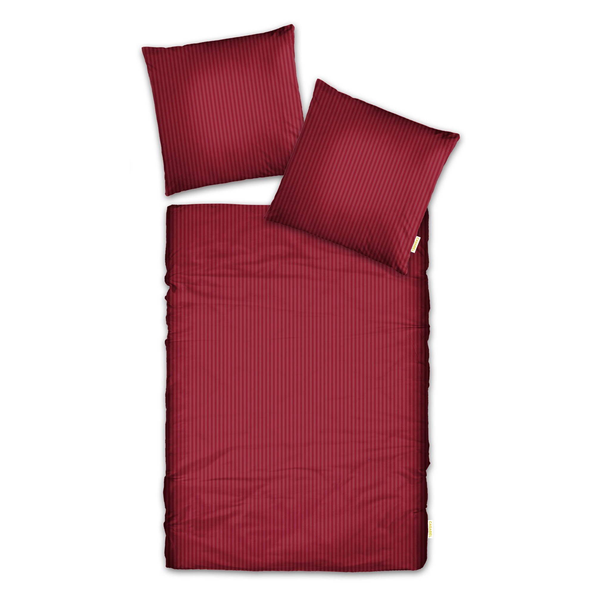 Brielle Bettwäsche Casabel Bettwäsche-Set aus Mako-Satin - Streifig - Bordeaux, 2 teilig, Mit Reißverschluss, 100% Baumwolle
