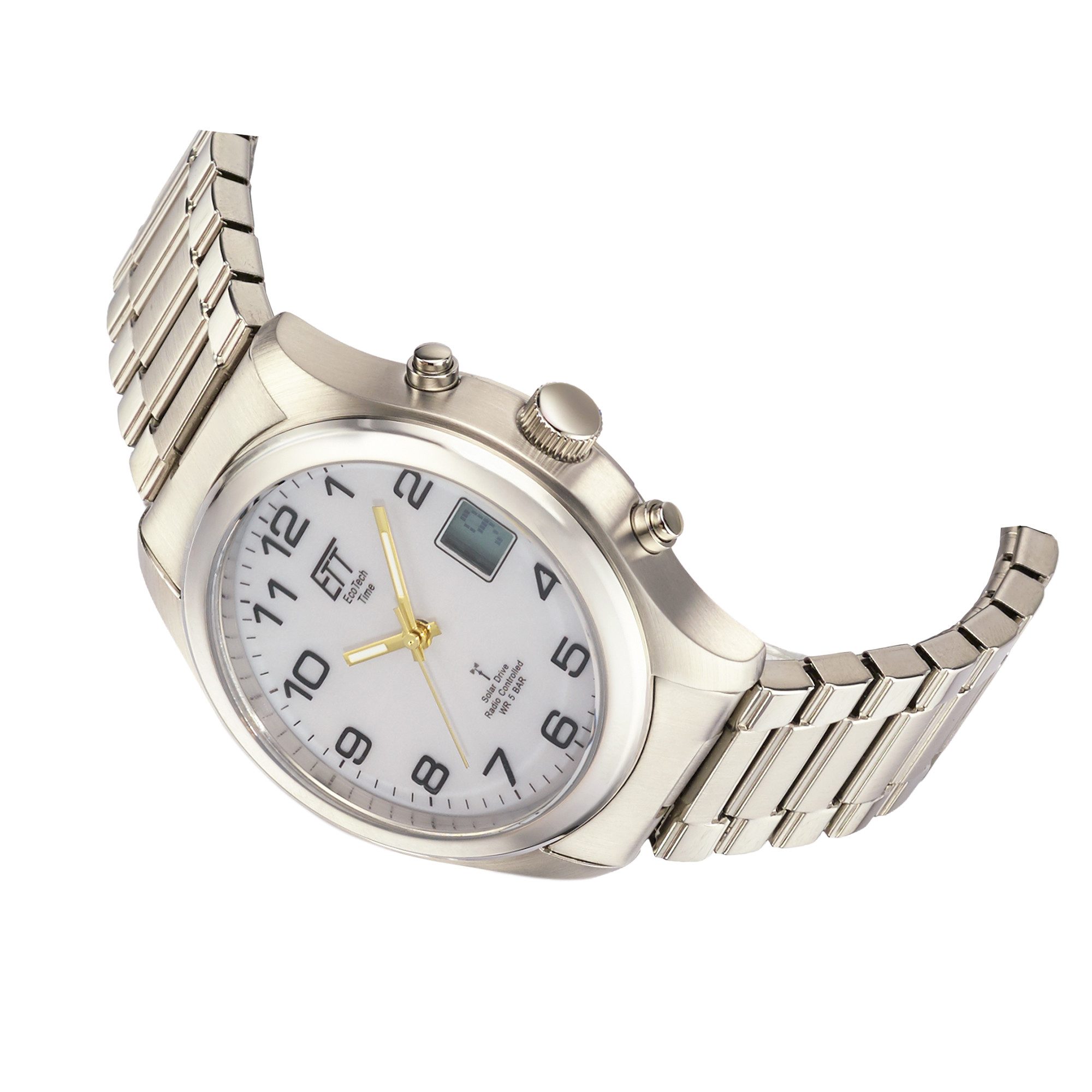 ETT Funkuhr Gobi EGS-11335-62M, Armbanduhr, Solar, Herrenuhr, Edelstahlarmband, analog, digital